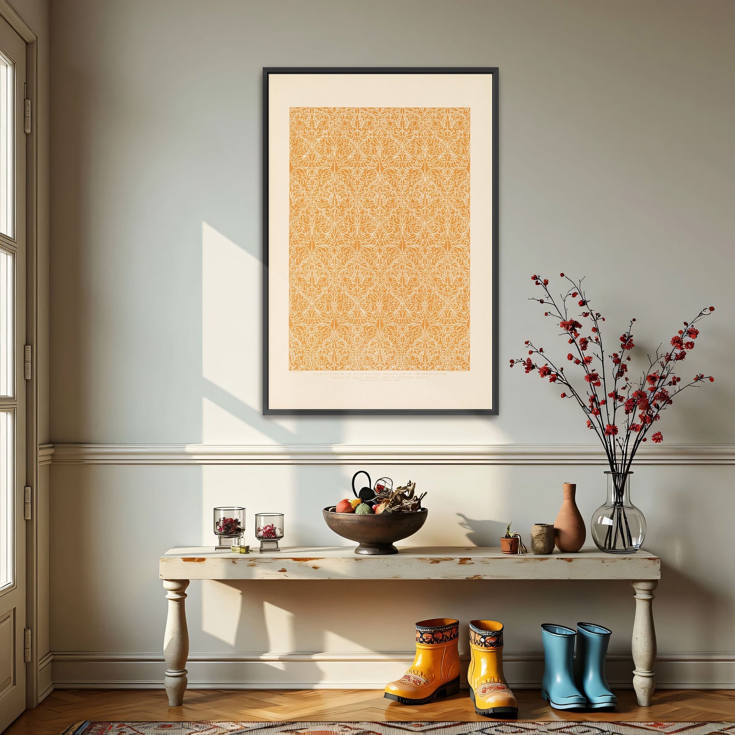 Italian Ornament Design, White On Orange By Sydney Vacher