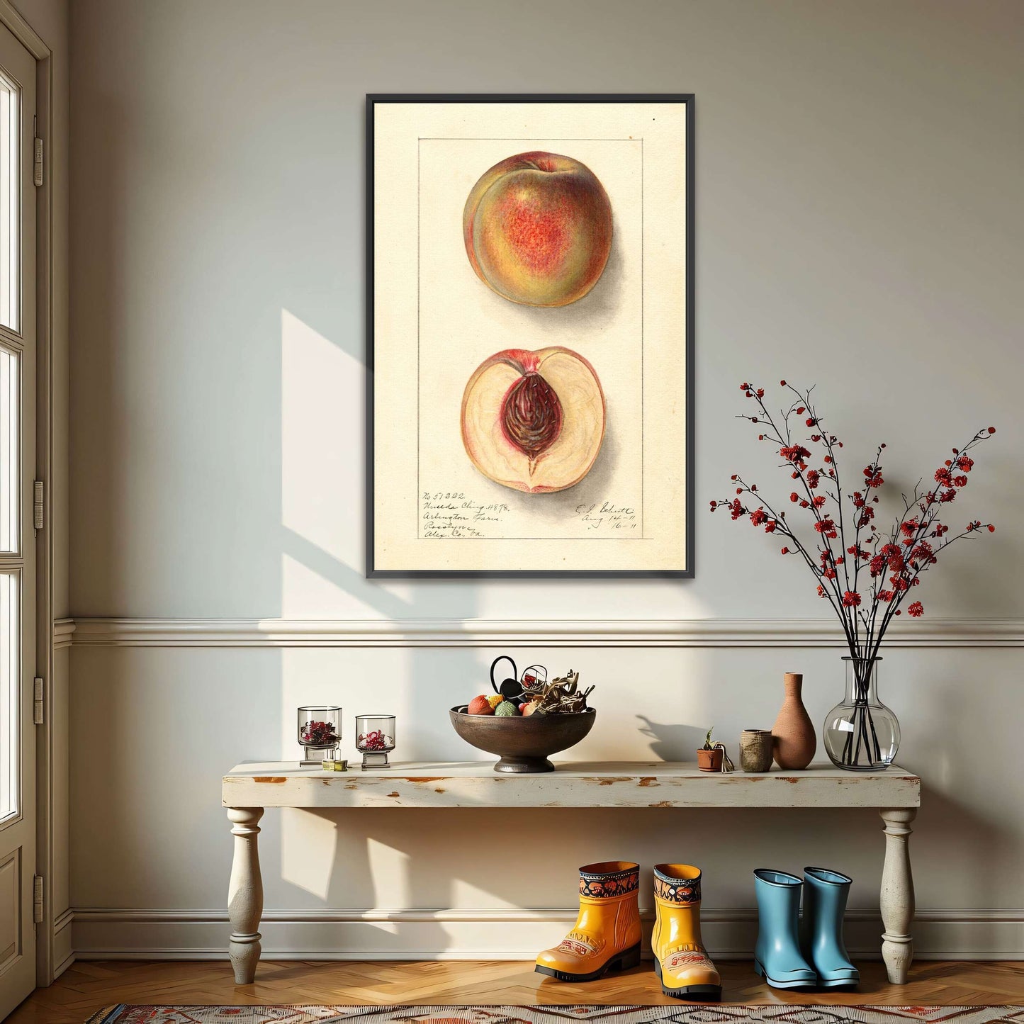 Peach Watercolor Painting by Ellen Isham Schutt