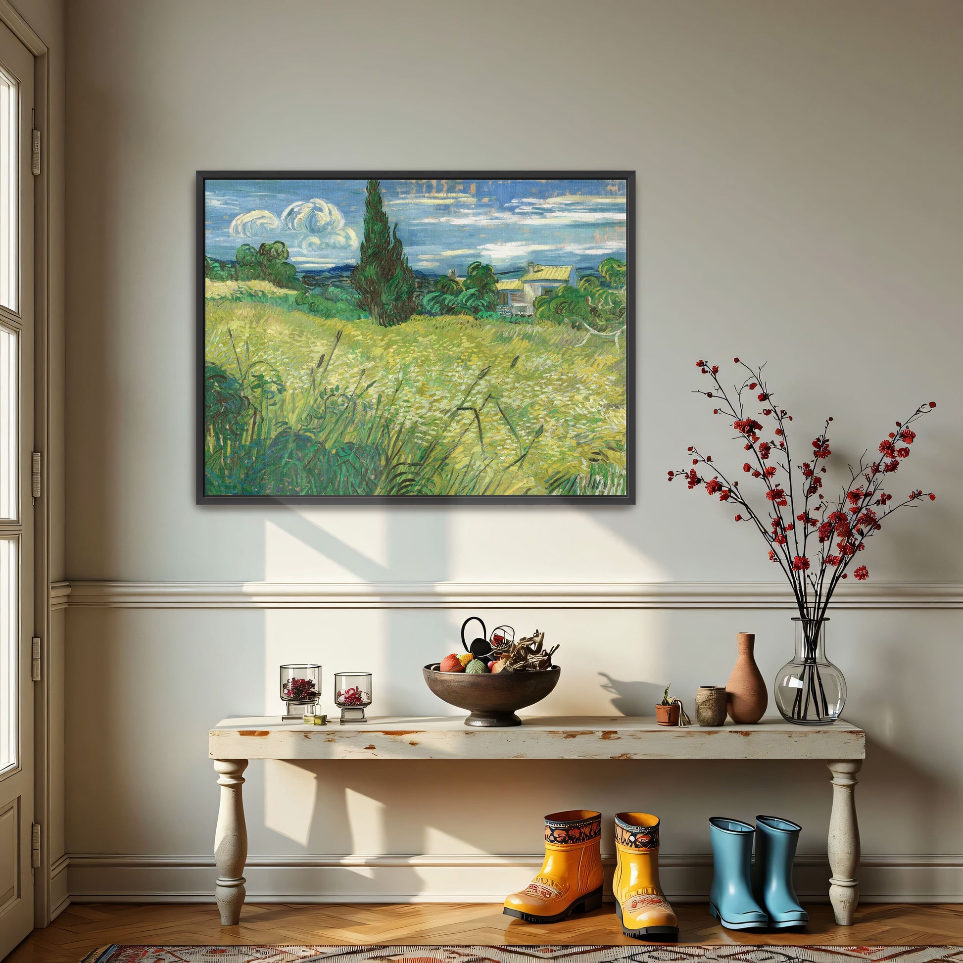 Wheat Field With Cypress Tree And Farmhouse By Vincent Van Gogh