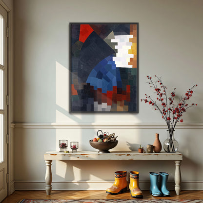 Geometric Abstract Composition With Red, Blue And White By Otto Freundlich