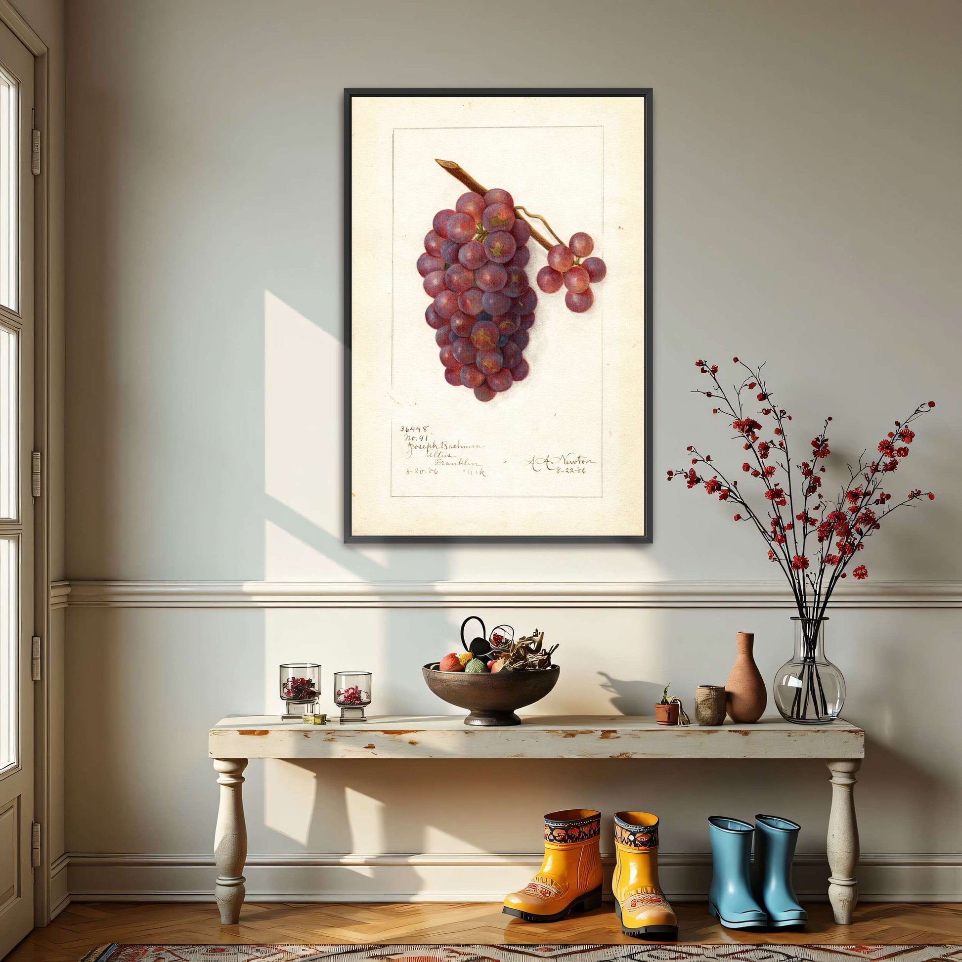 Watercolor painting of grapes by Amanda Almira Newton