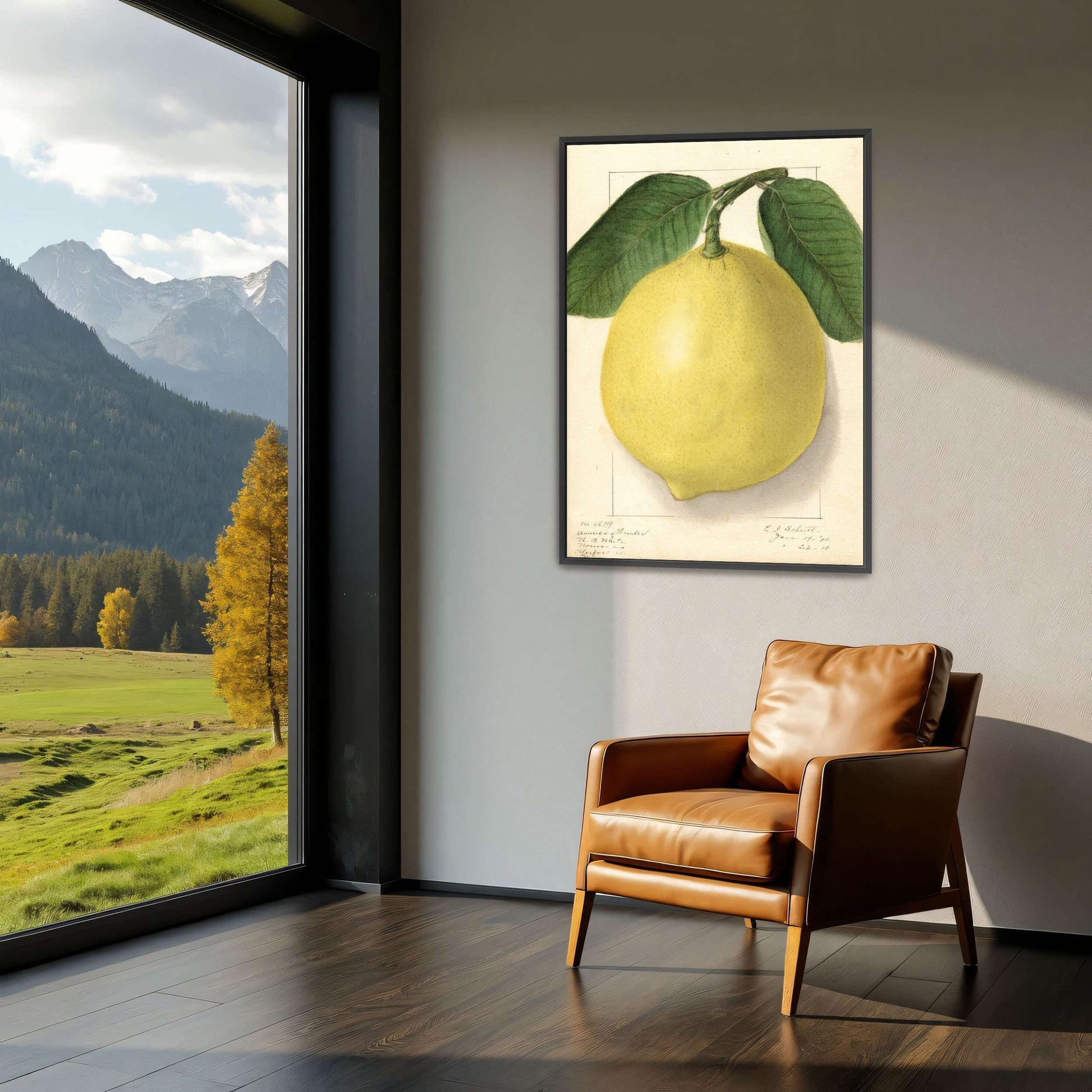 Lemon with leaves watercolor by Ellen Isham Schutt