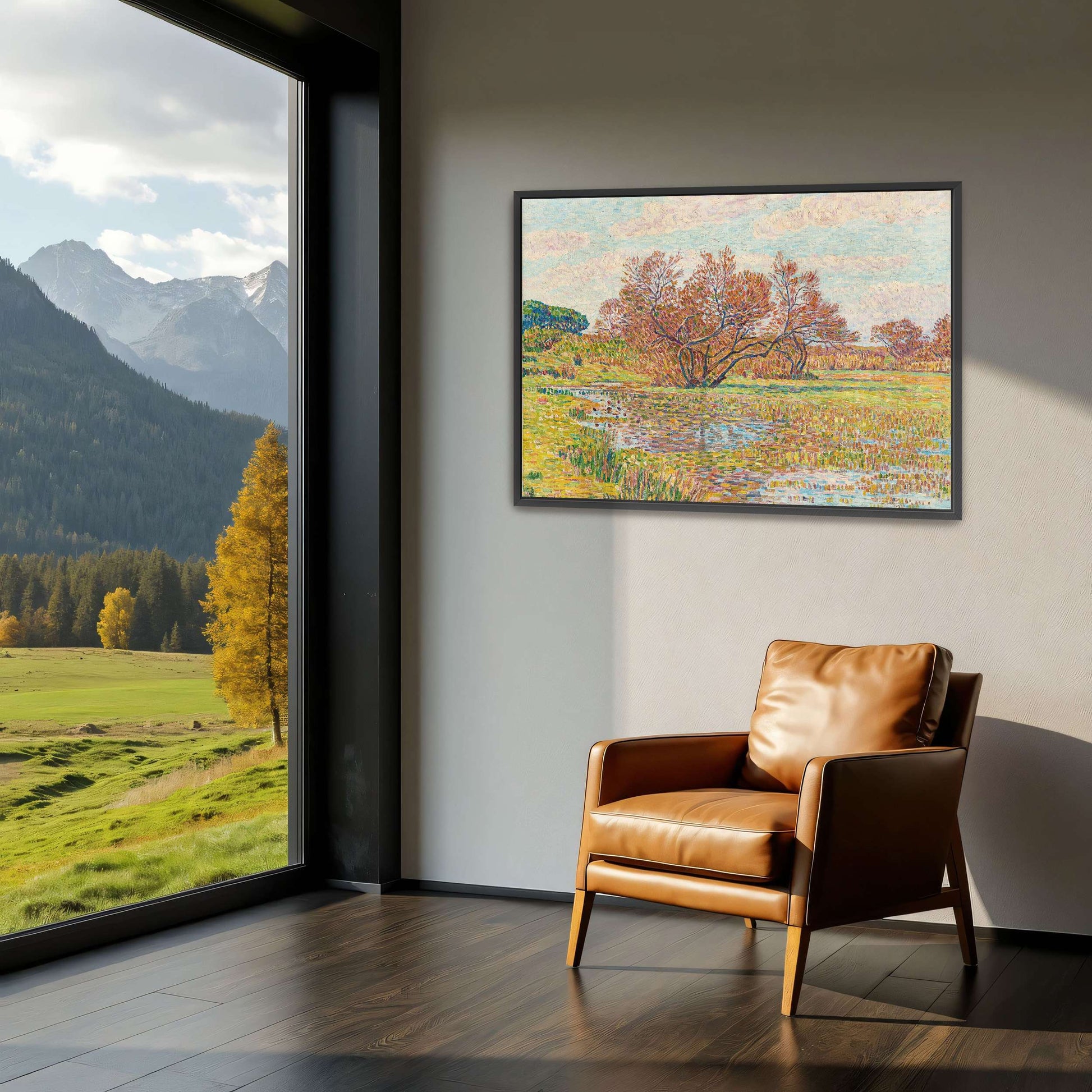 Autumn landscape with trees and river by Paul Baum