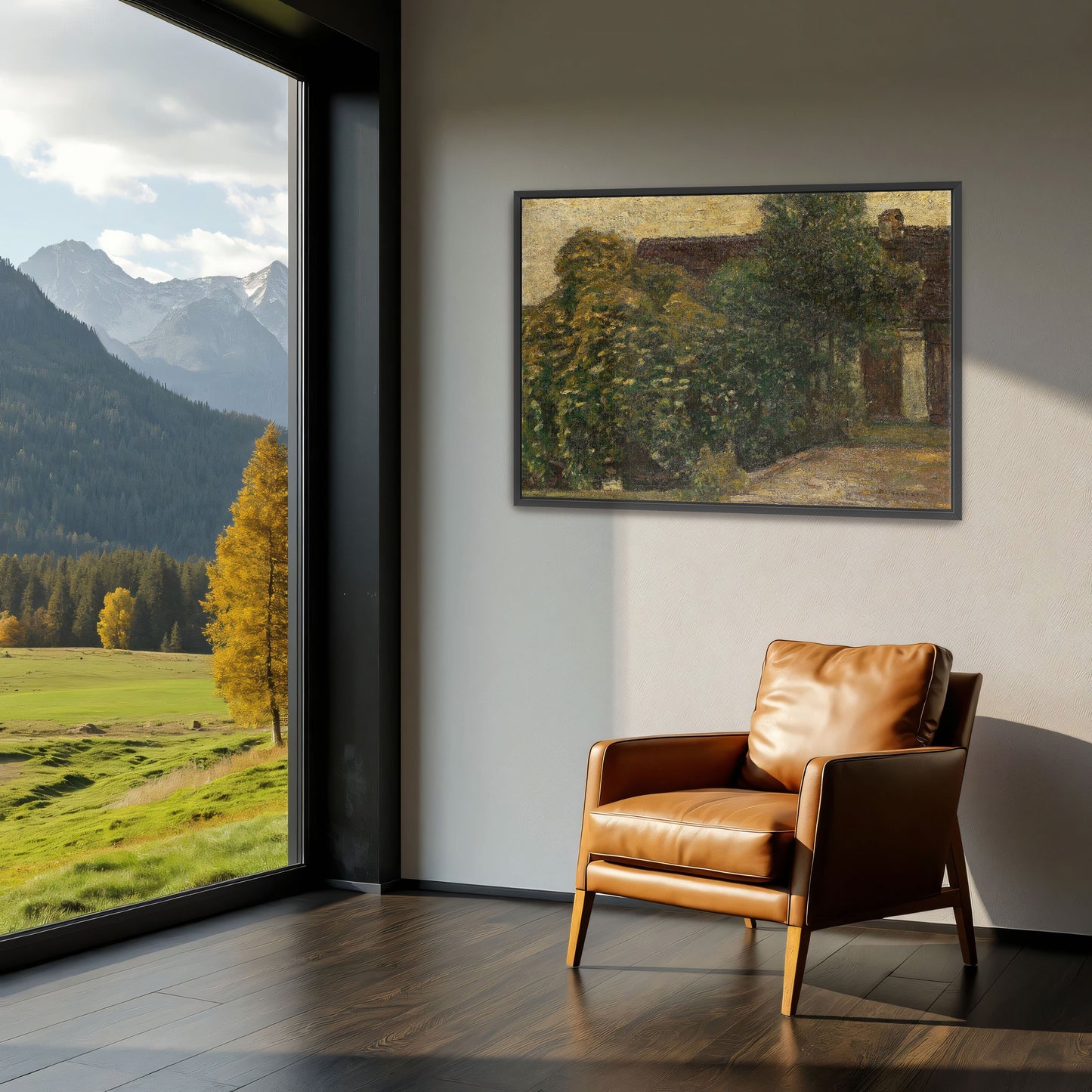 Trees And House In A Lush Landscape By Adolf Hölzel