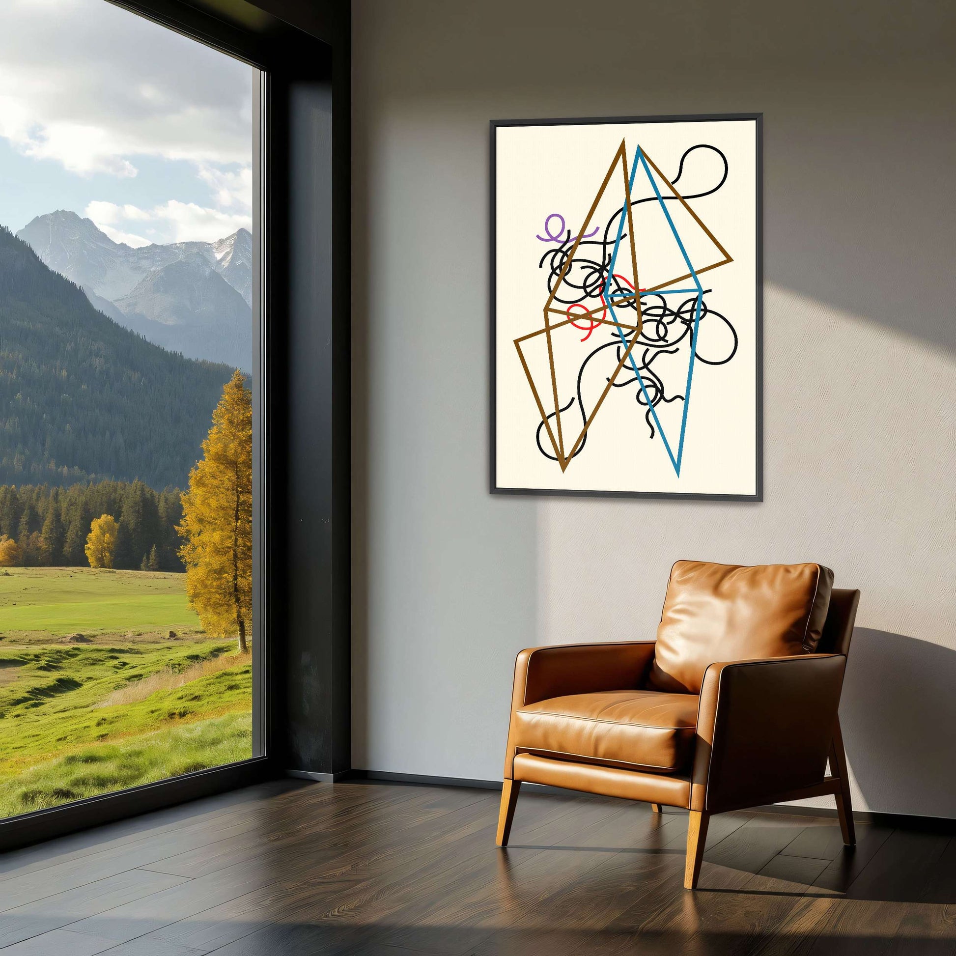 Abstract art with geometric shapes and lines by Myriam Thyes