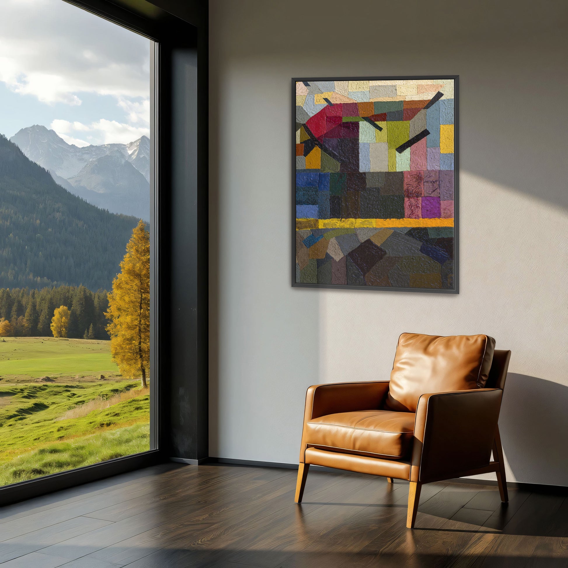 Abstract Geometric Composition With Yellow Line By Otto Freundlich