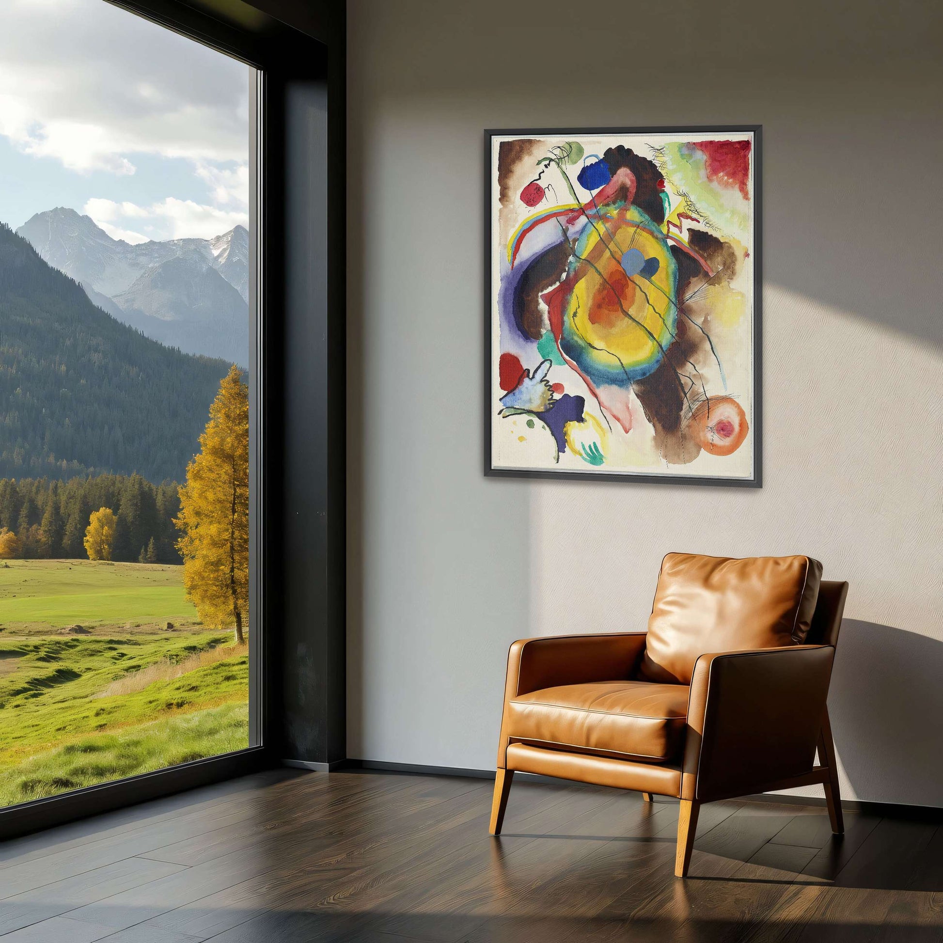Abstract watercolor painting with circles by Wassily Kandinsky