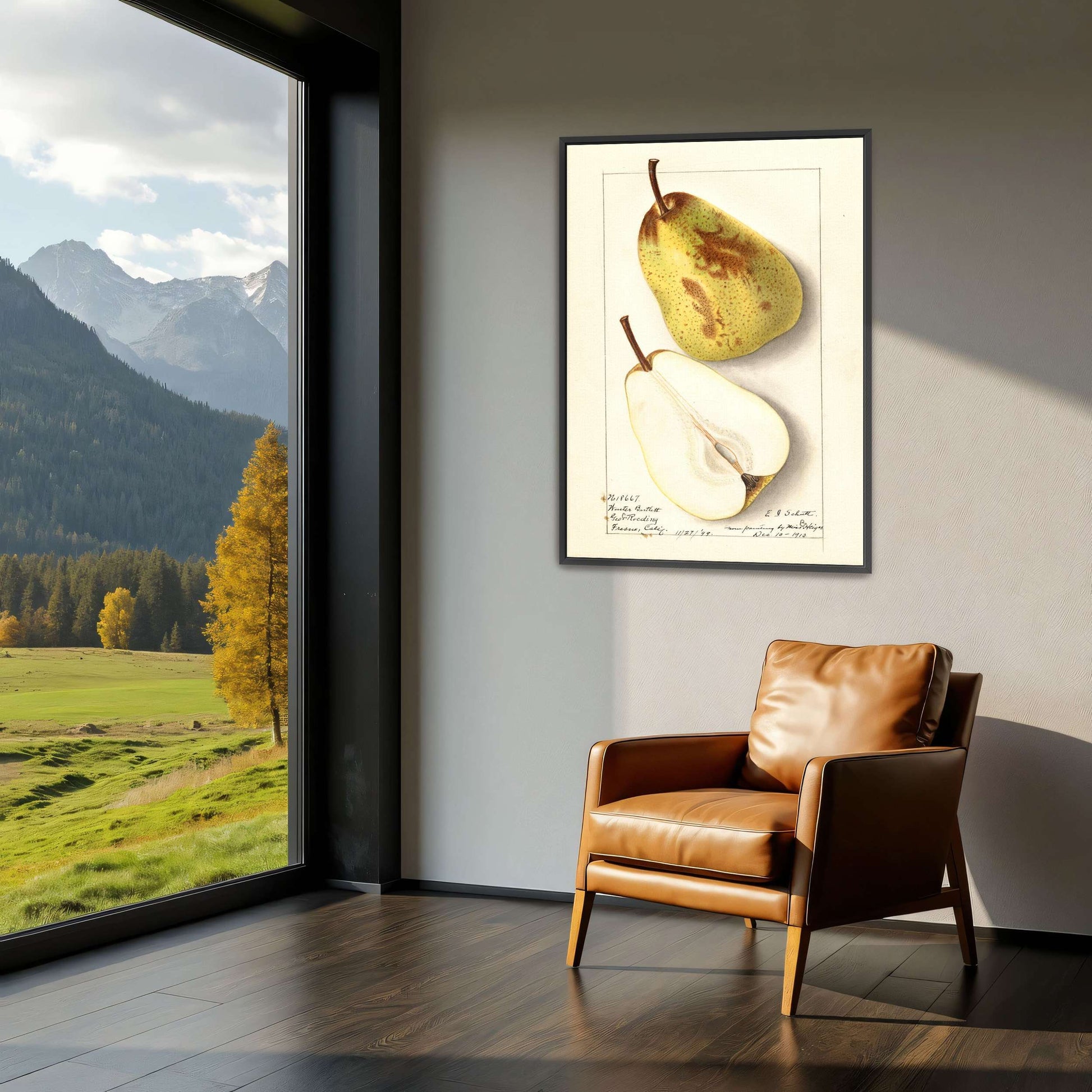 Watercolor pear painting by Ellen Isham Schutt