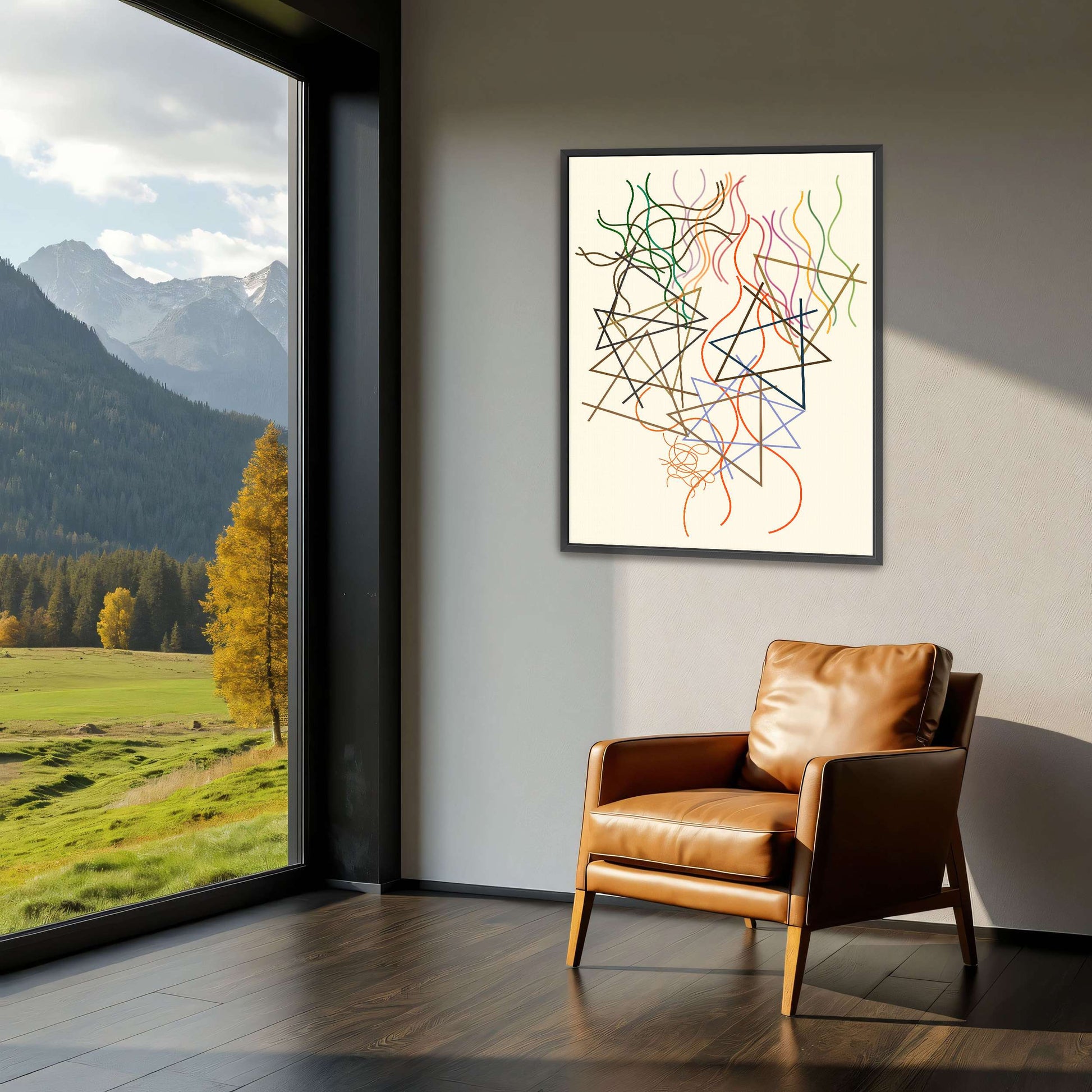 Abstract art with lines and triangles by Myriam Thyes