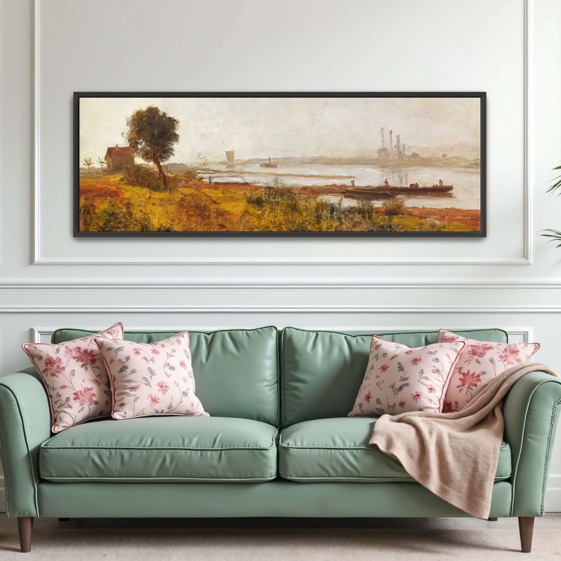 River Landscape with Boats and a House by Paul Baum