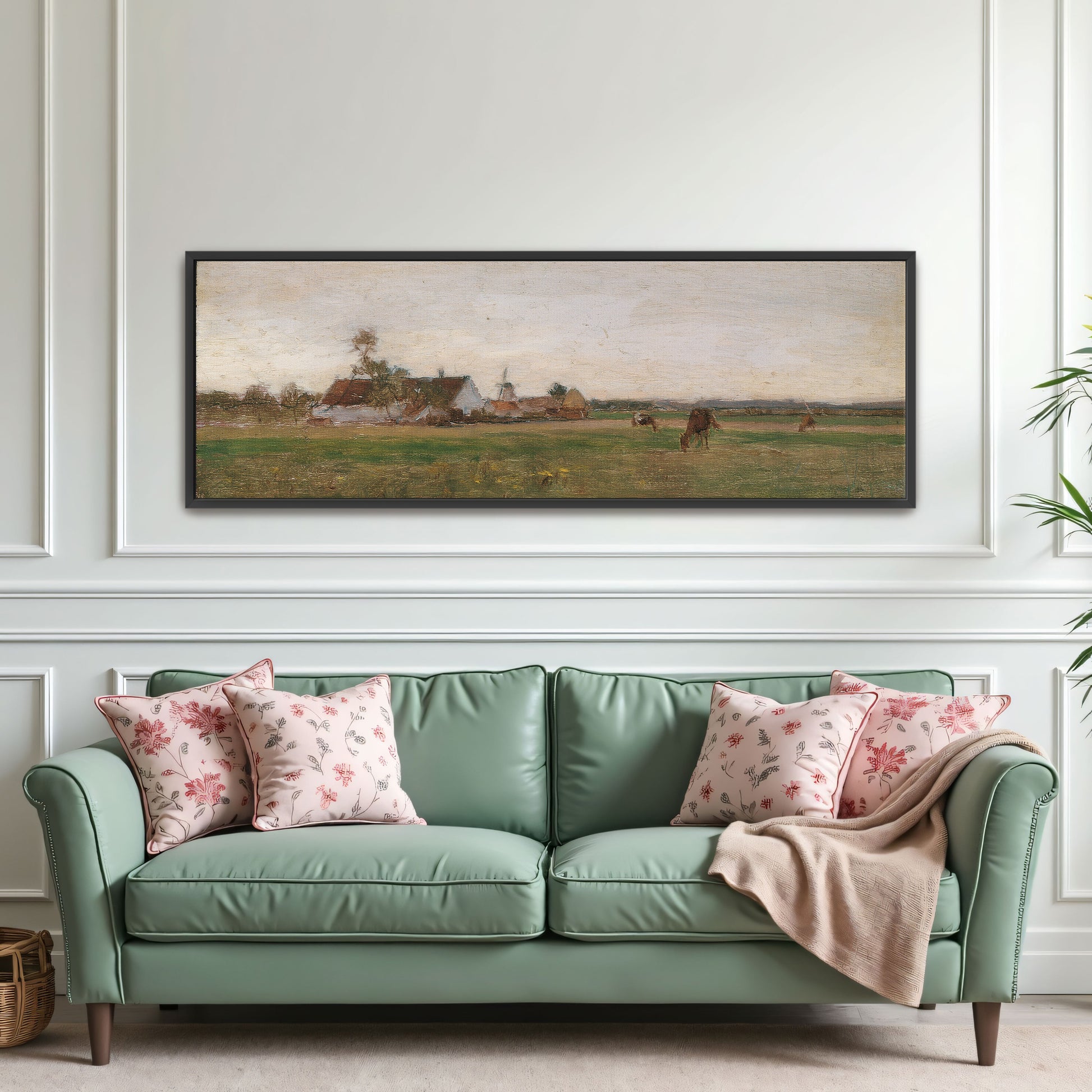 farmhouse in a field with a cloudy sky by Eugen Jettel