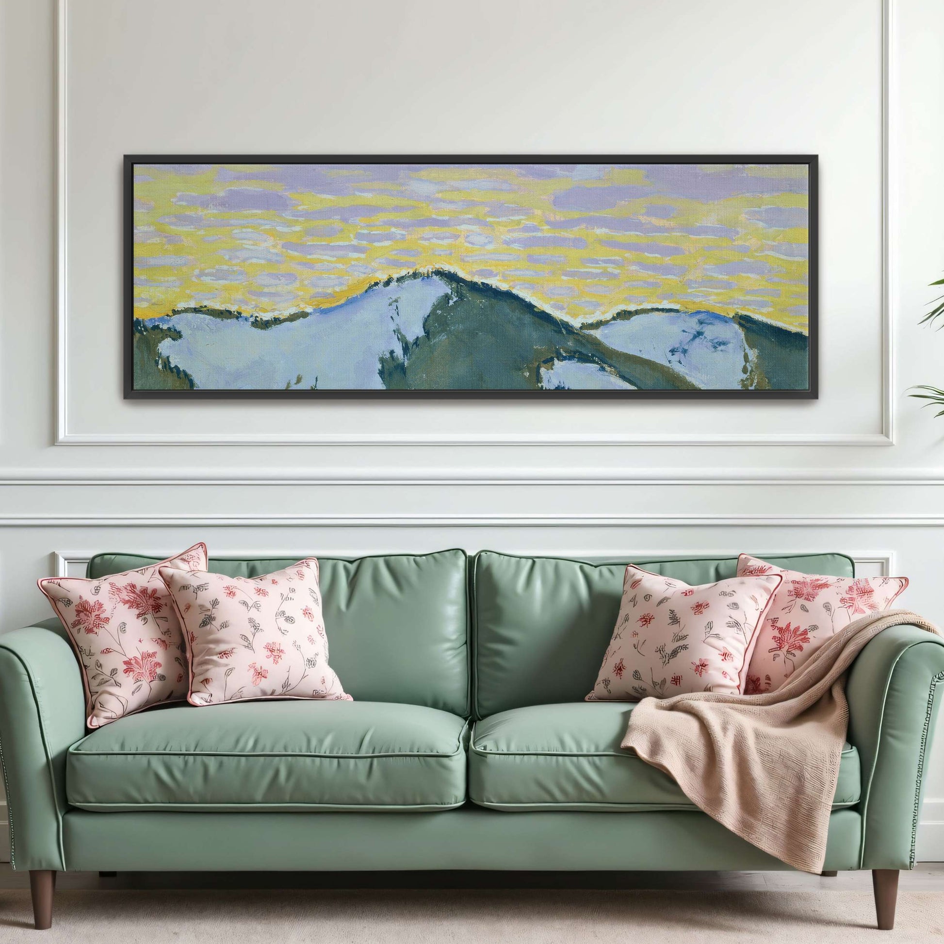 Snowy mountain peaks at dusk by Koloman Moser