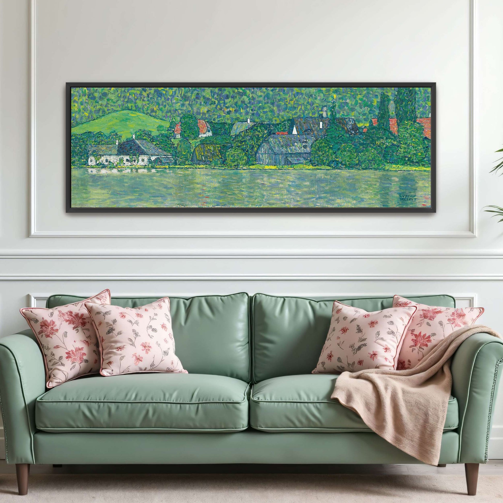 Village by a Lake with Green Hills by Gustav Klimt