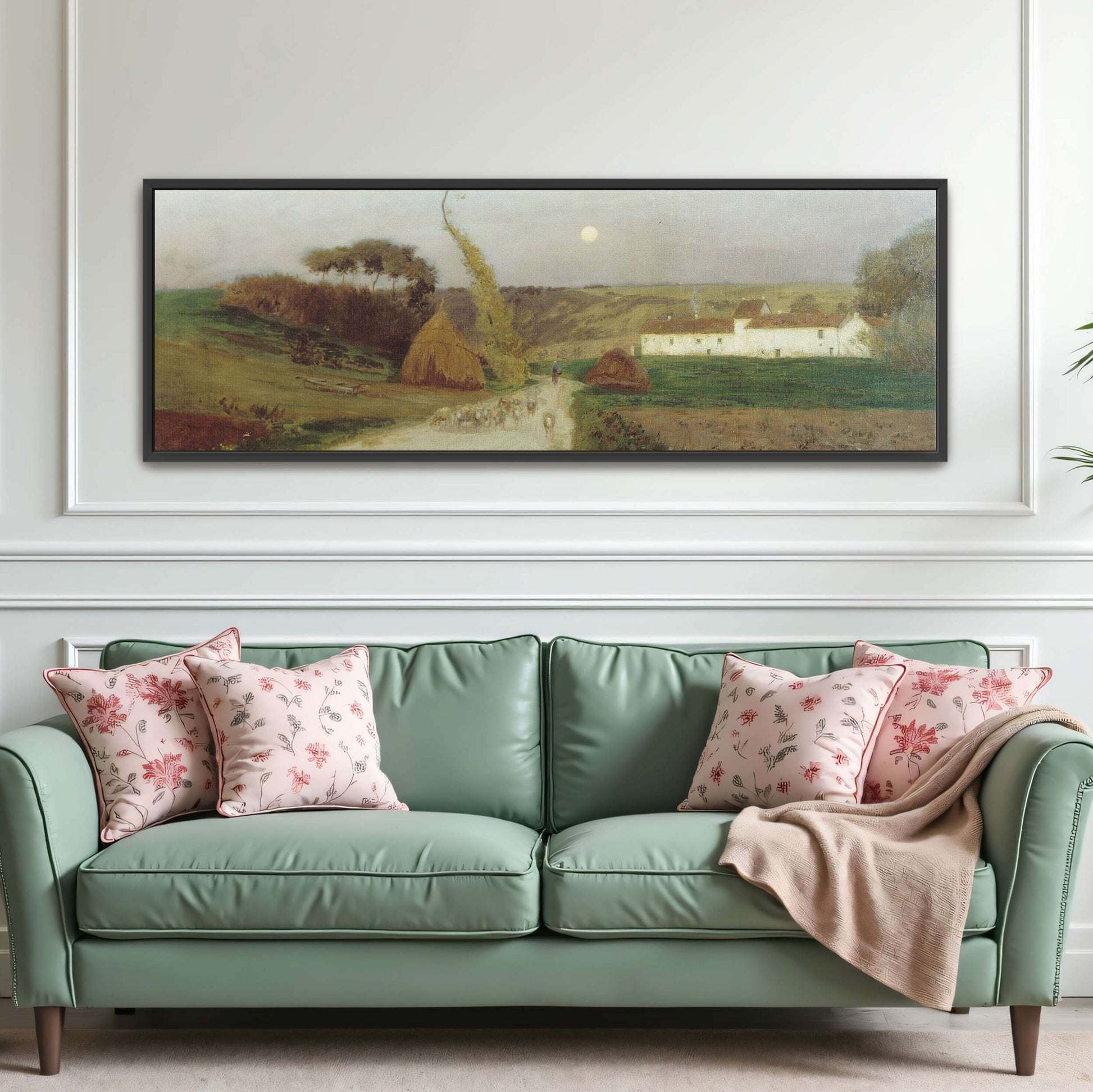 Countryside scene with moon and sheep by Eugen Jettel