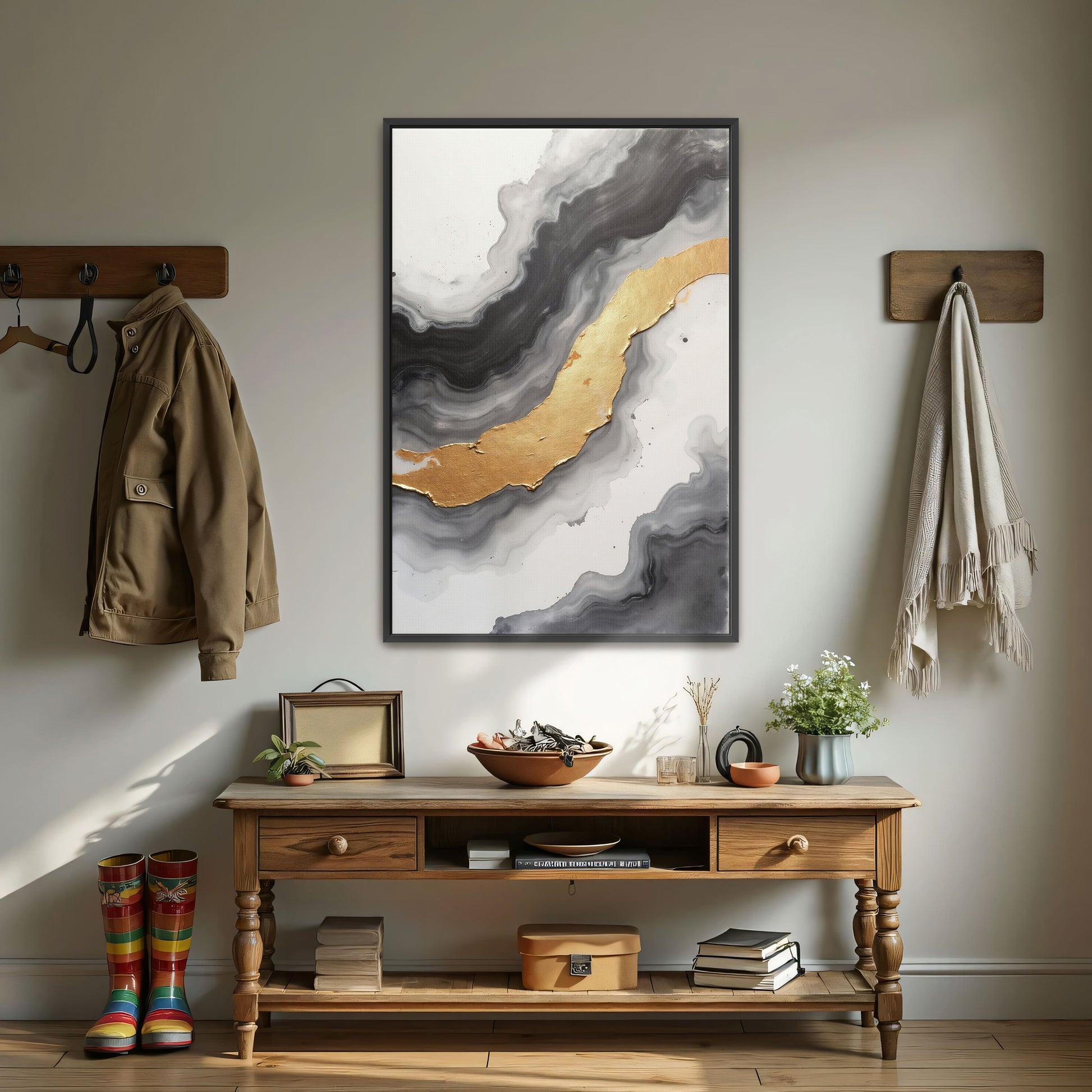 Abstract Gold And Grey Swirls By Yara Rabibzad