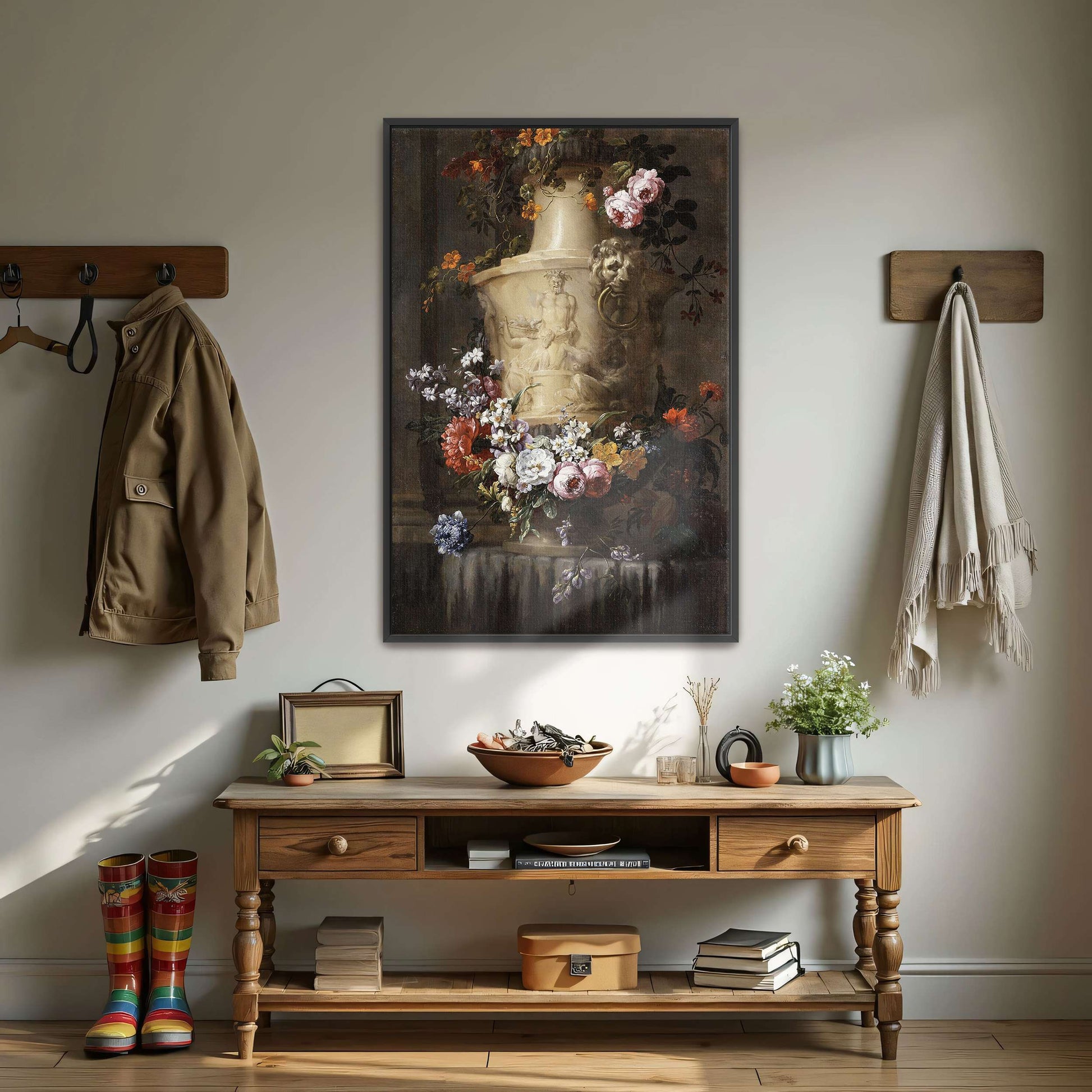 Marble Vase with Flowers and a Garland by Jean-Baptiste Monnoyer