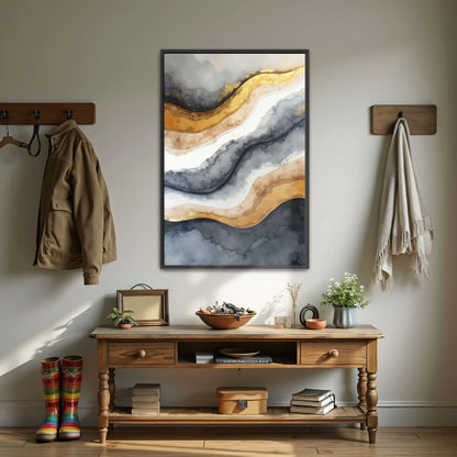 Abstract Gold And Grey Swirls By Yara Rabibzad