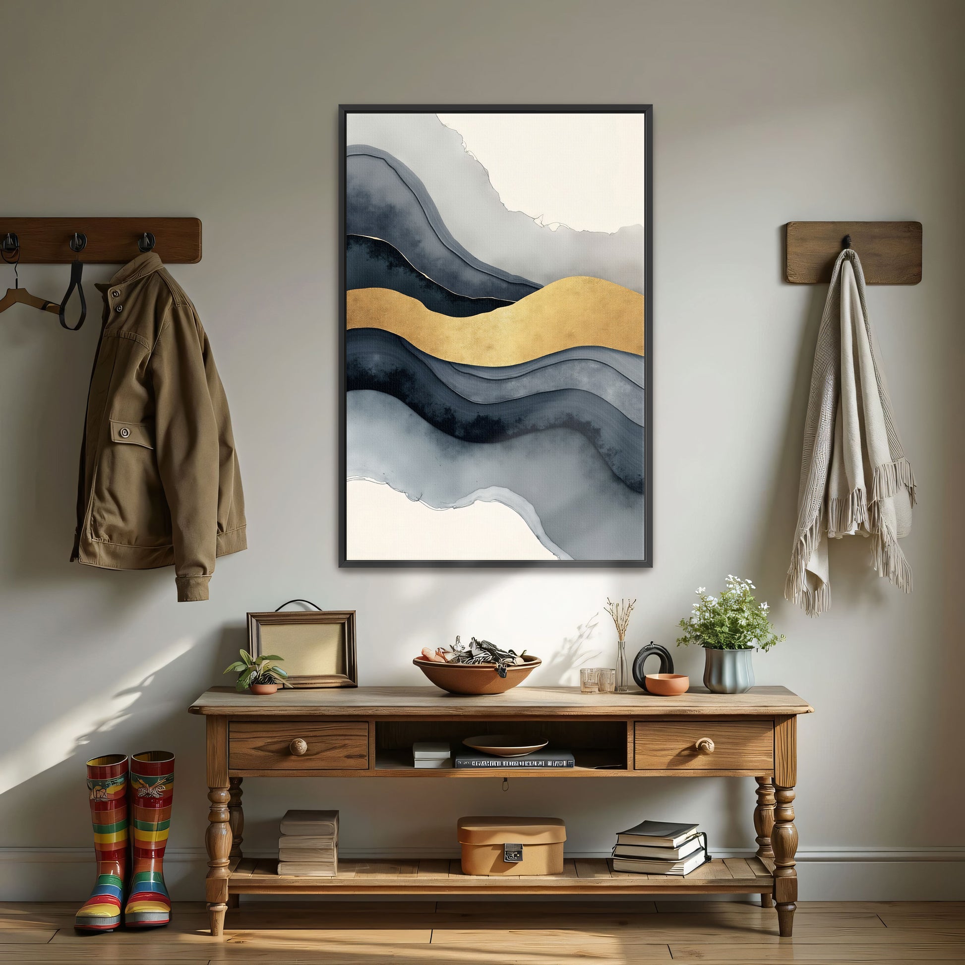 Abstract Gold And Grey Swirls By Yara Rabibzad