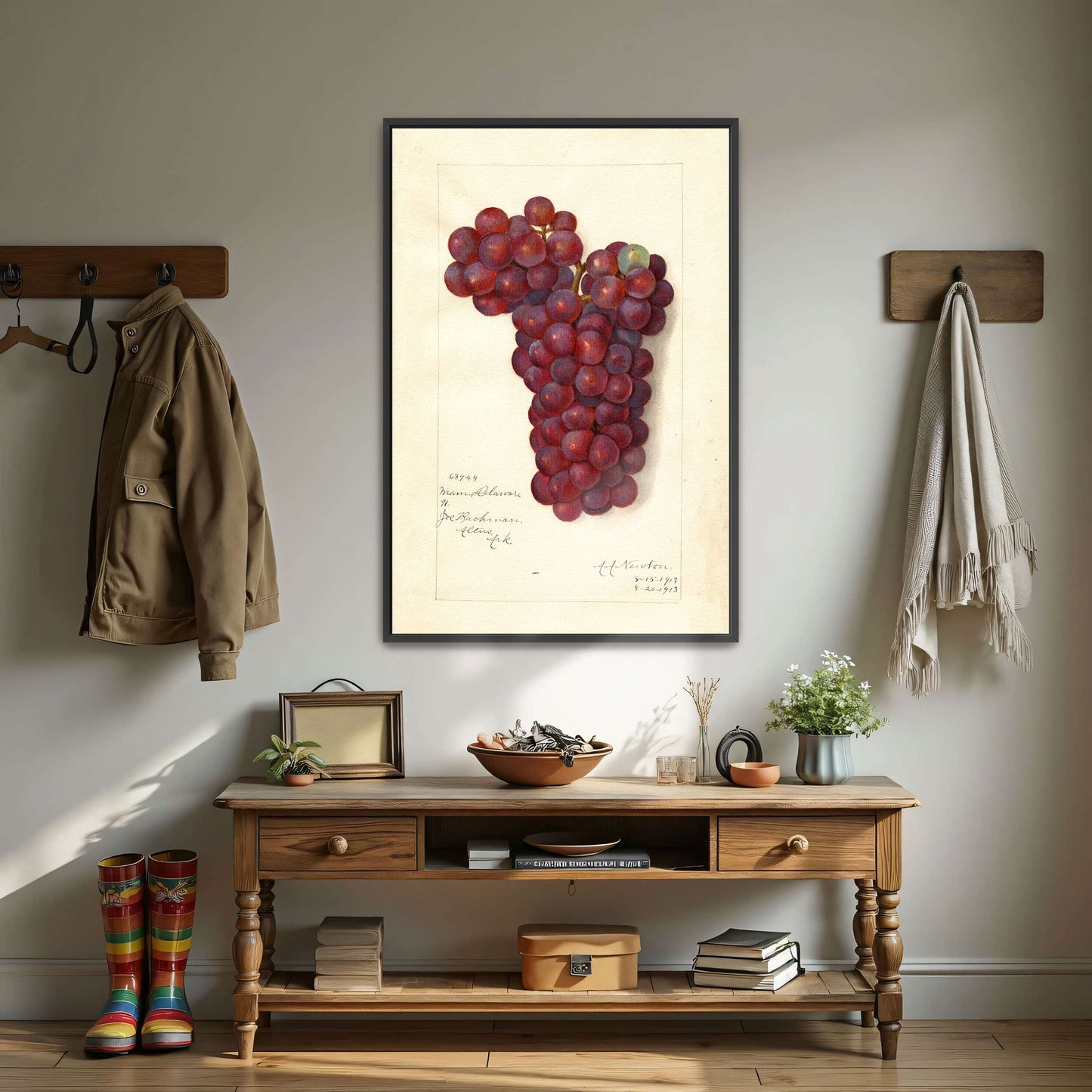 Watercolor painting of grapes by Amanda Almira Newton