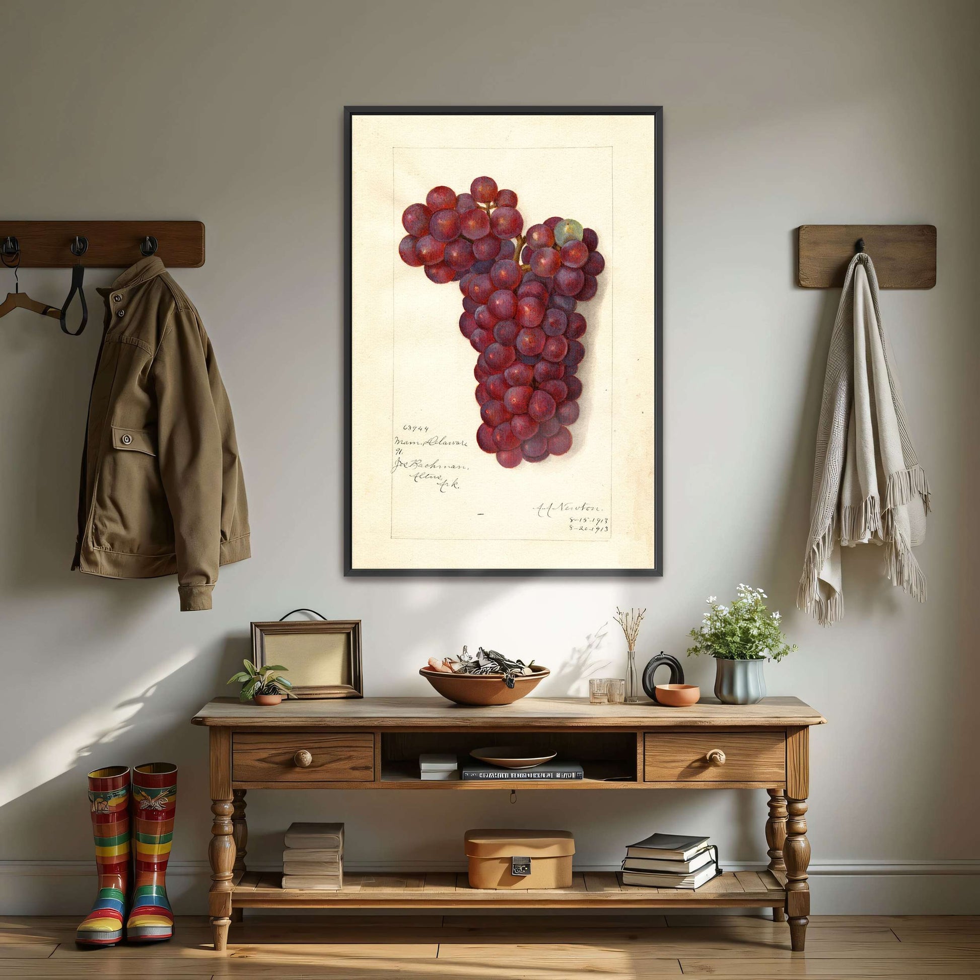 Watercolor painting of grapes by Amanda Almira Newton