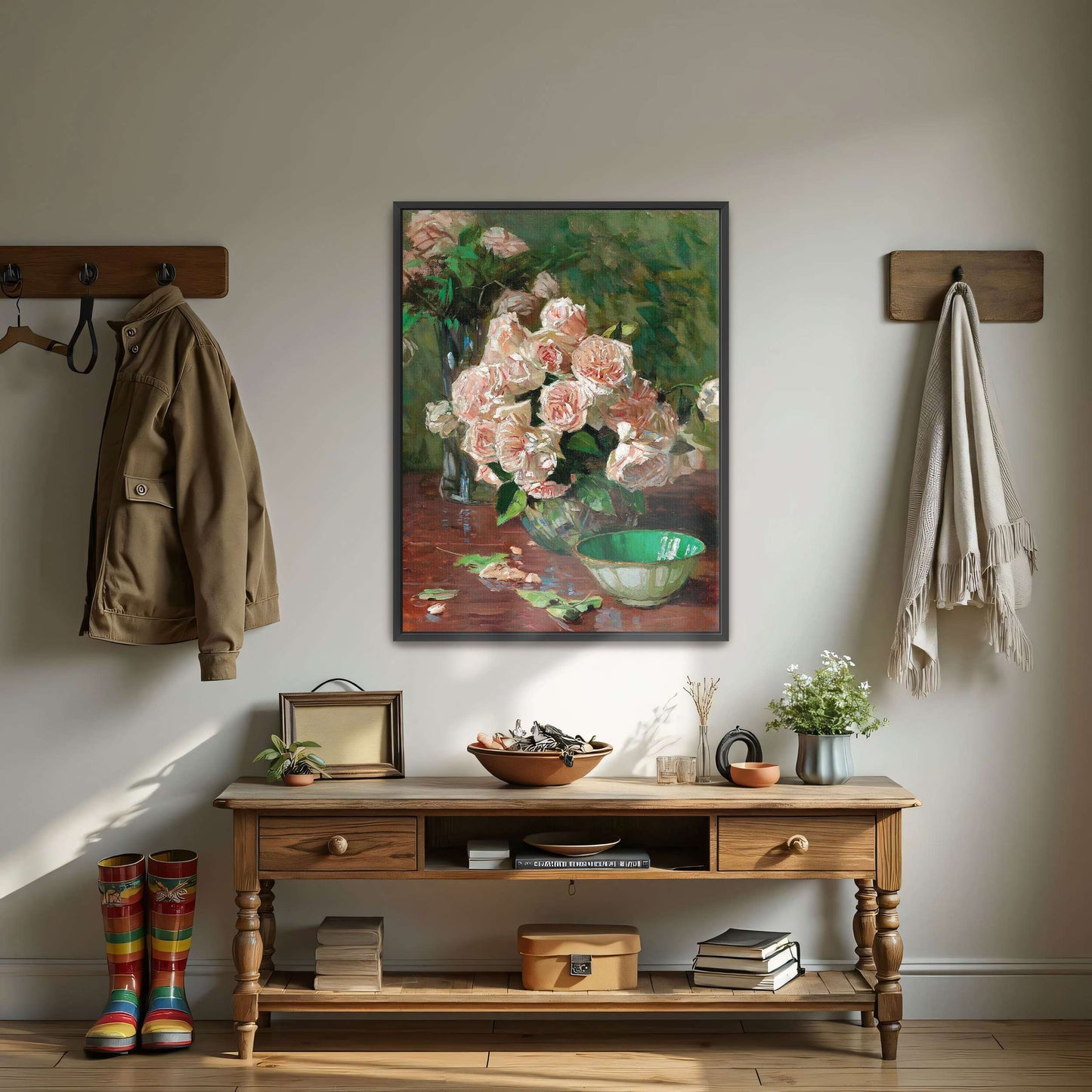Roses in glass vases on table by Carl Moll