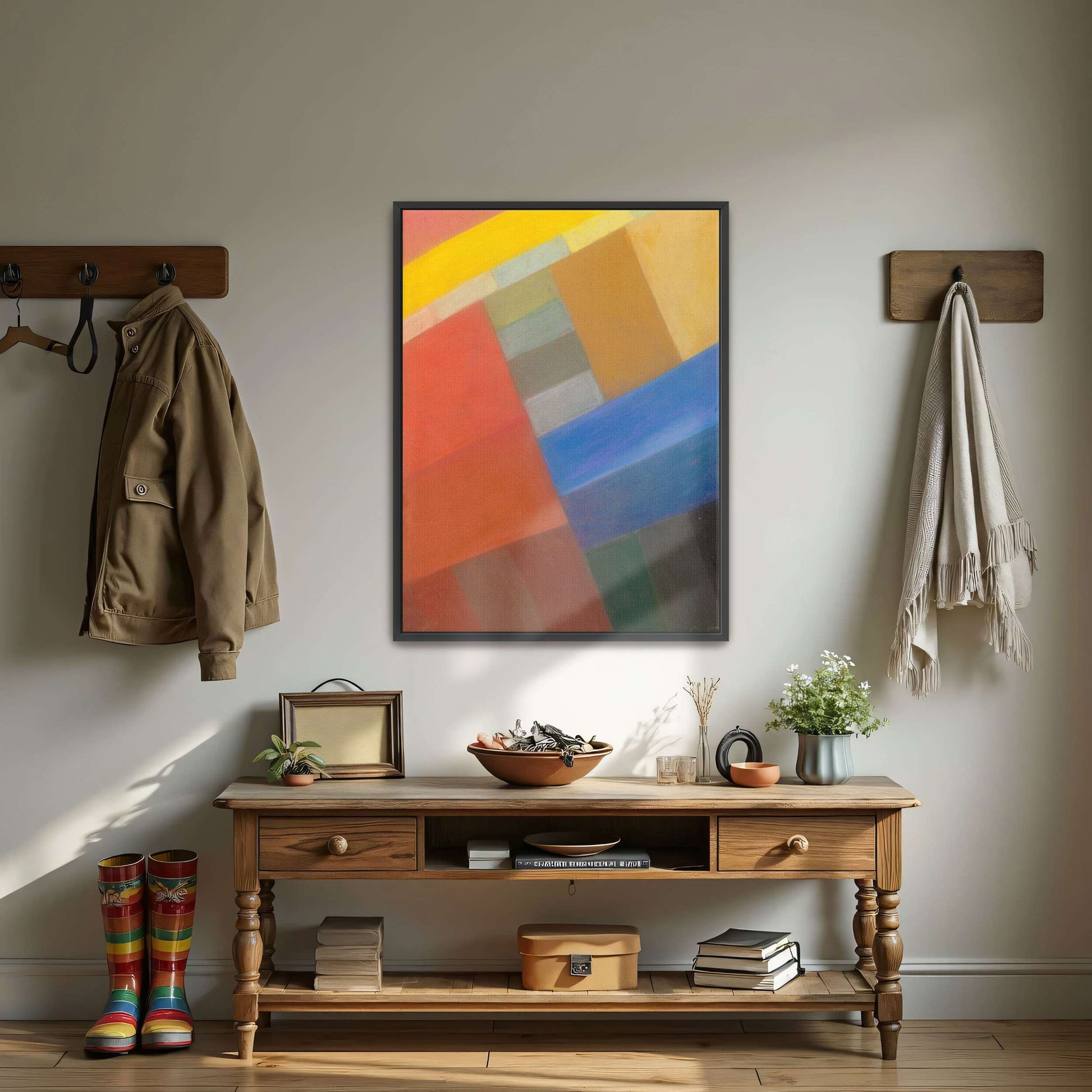 Abstract geometric art with colorful squares by Otto Freundlich