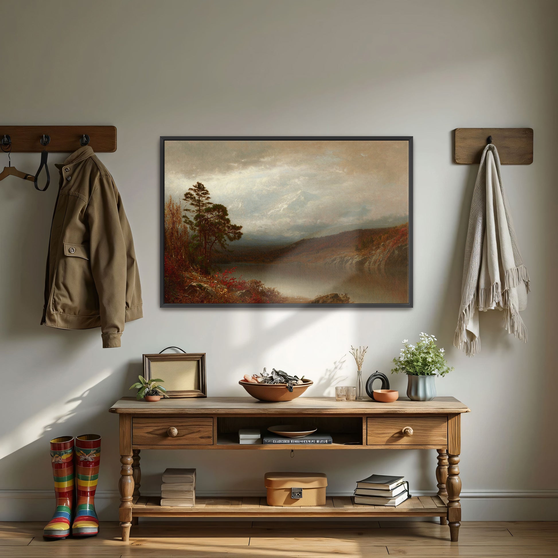 Adirondack Lake And Mountains Under Cloudy Sky By Alexander Helwig Wyant