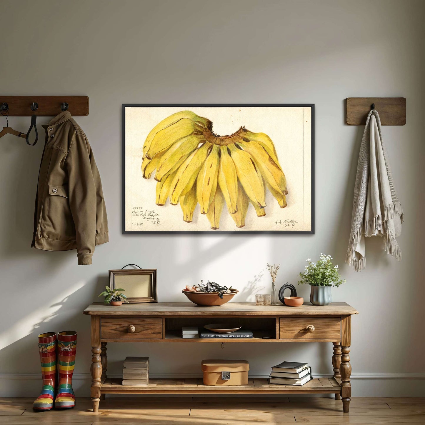 Watercolor painting of bananas by Amanda Almira Newton