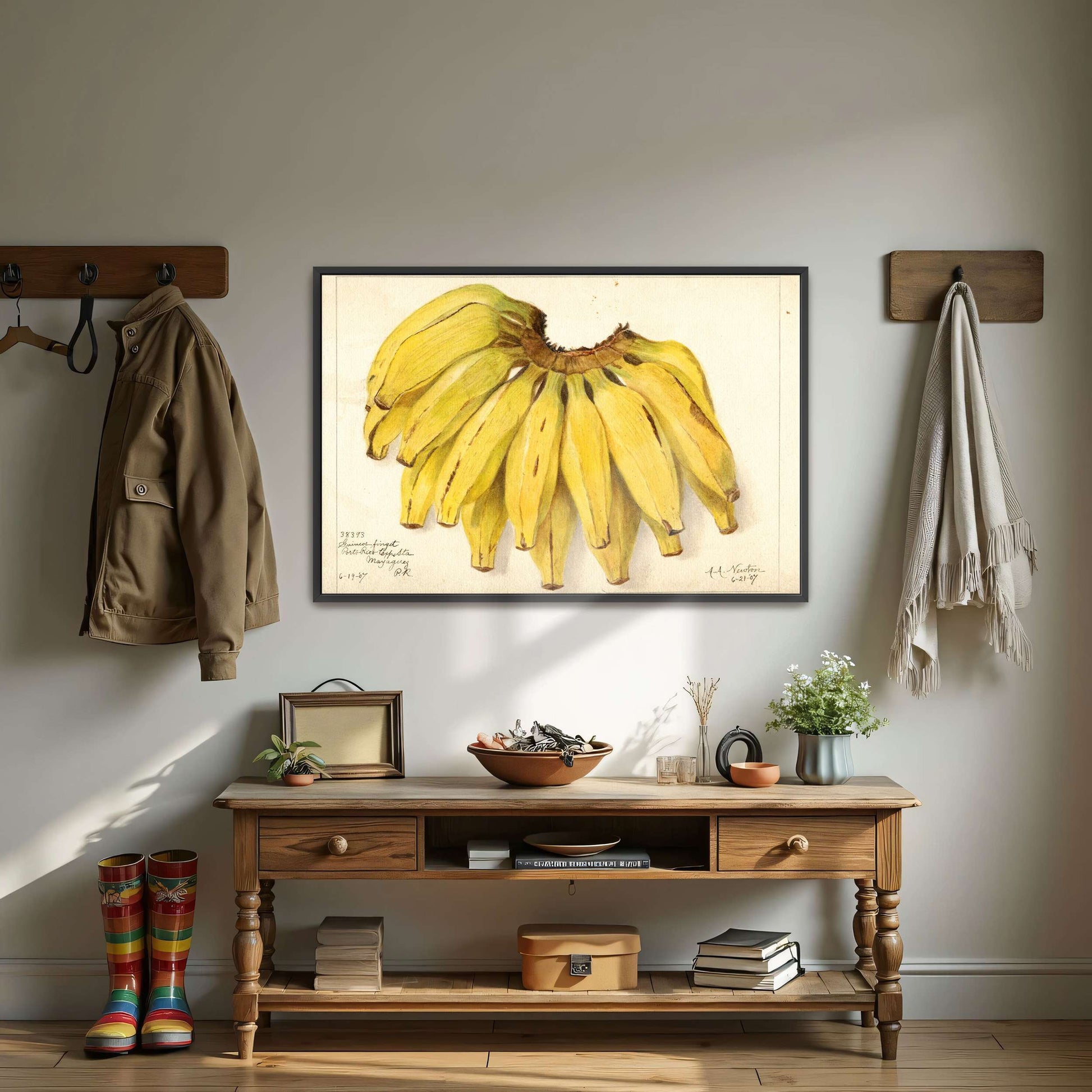 Watercolor painting of bananas by Amanda Almira Newton