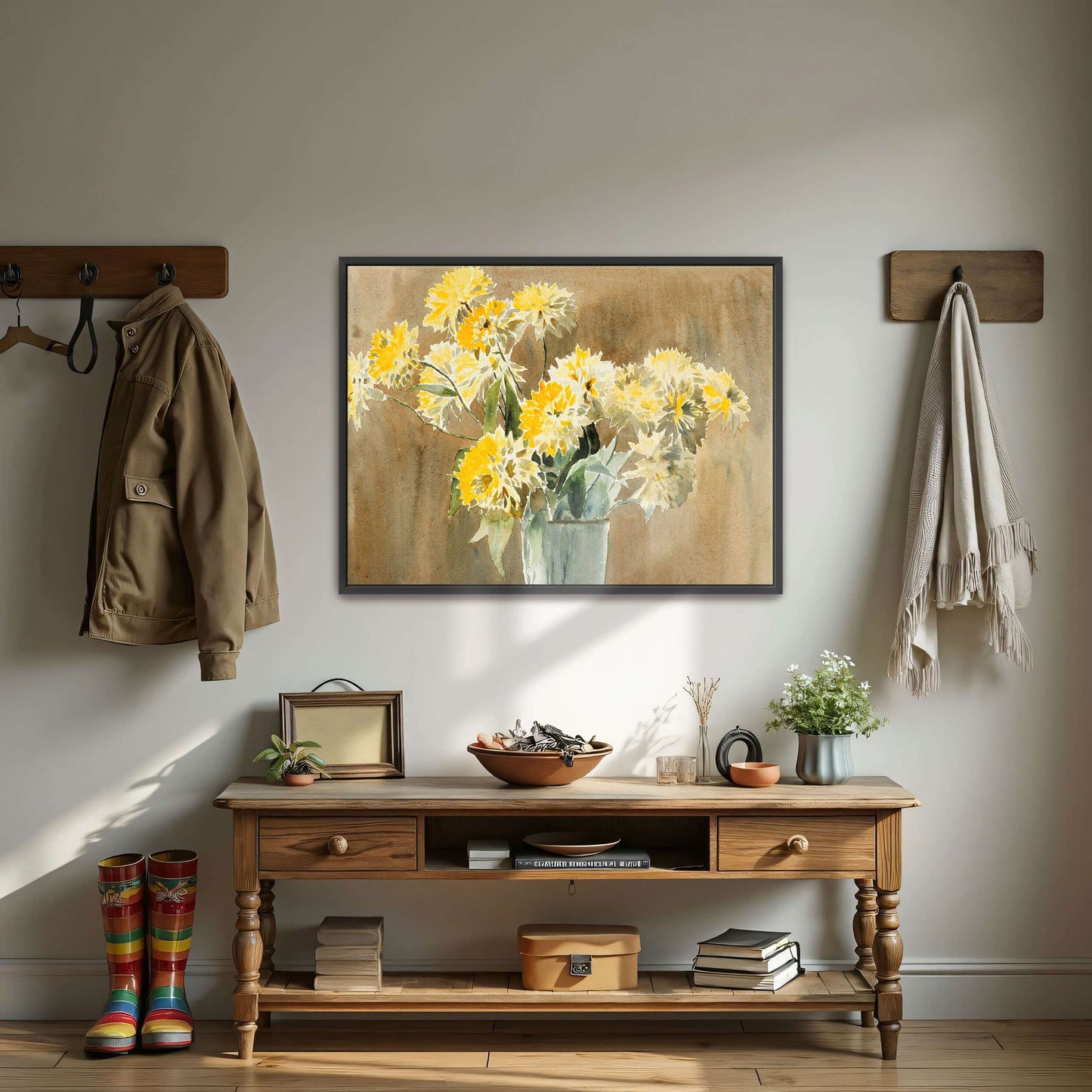 Yellow flowers in vase by Hannah Borger Overbeck