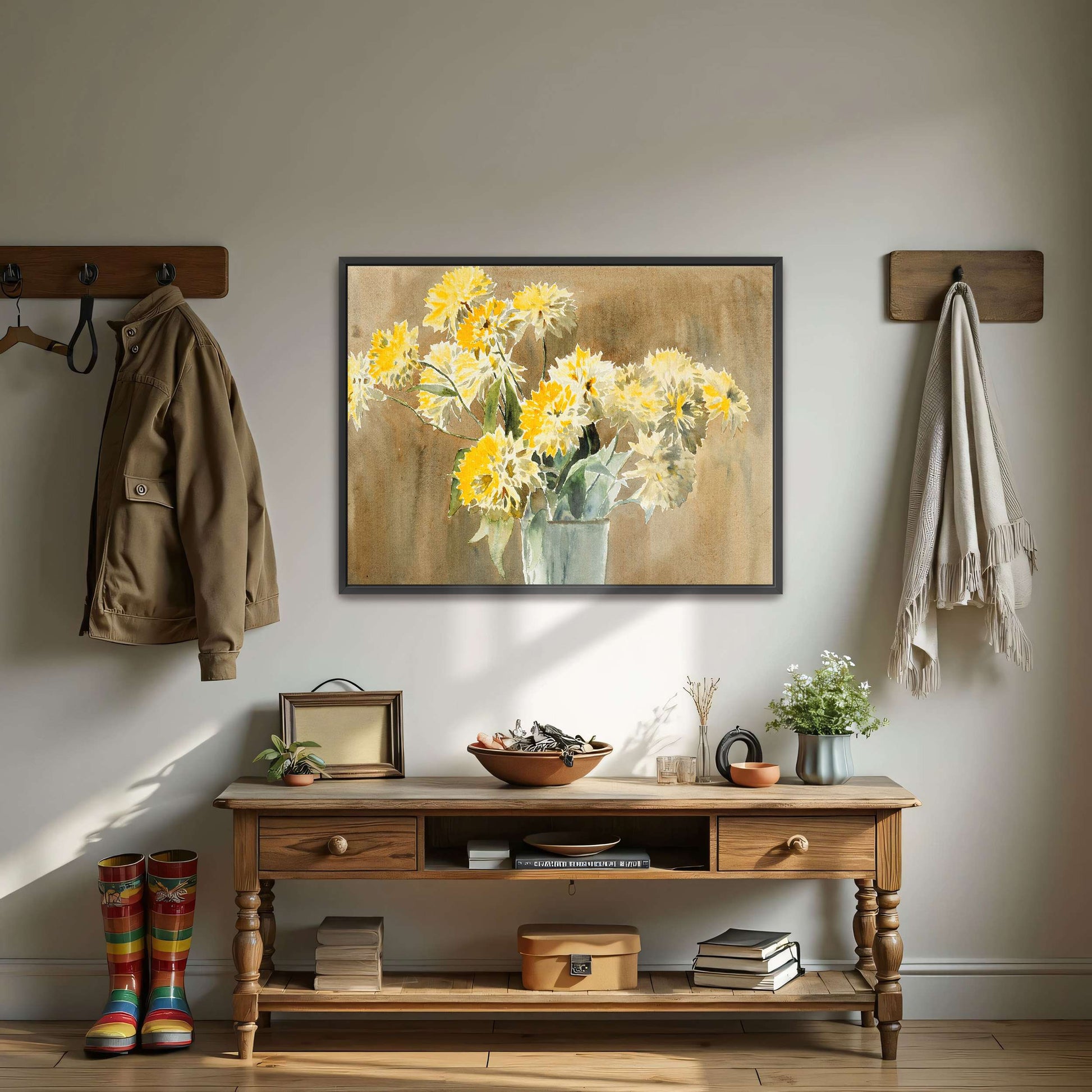 Yellow flowers in vase by Hannah Borger Overbeck