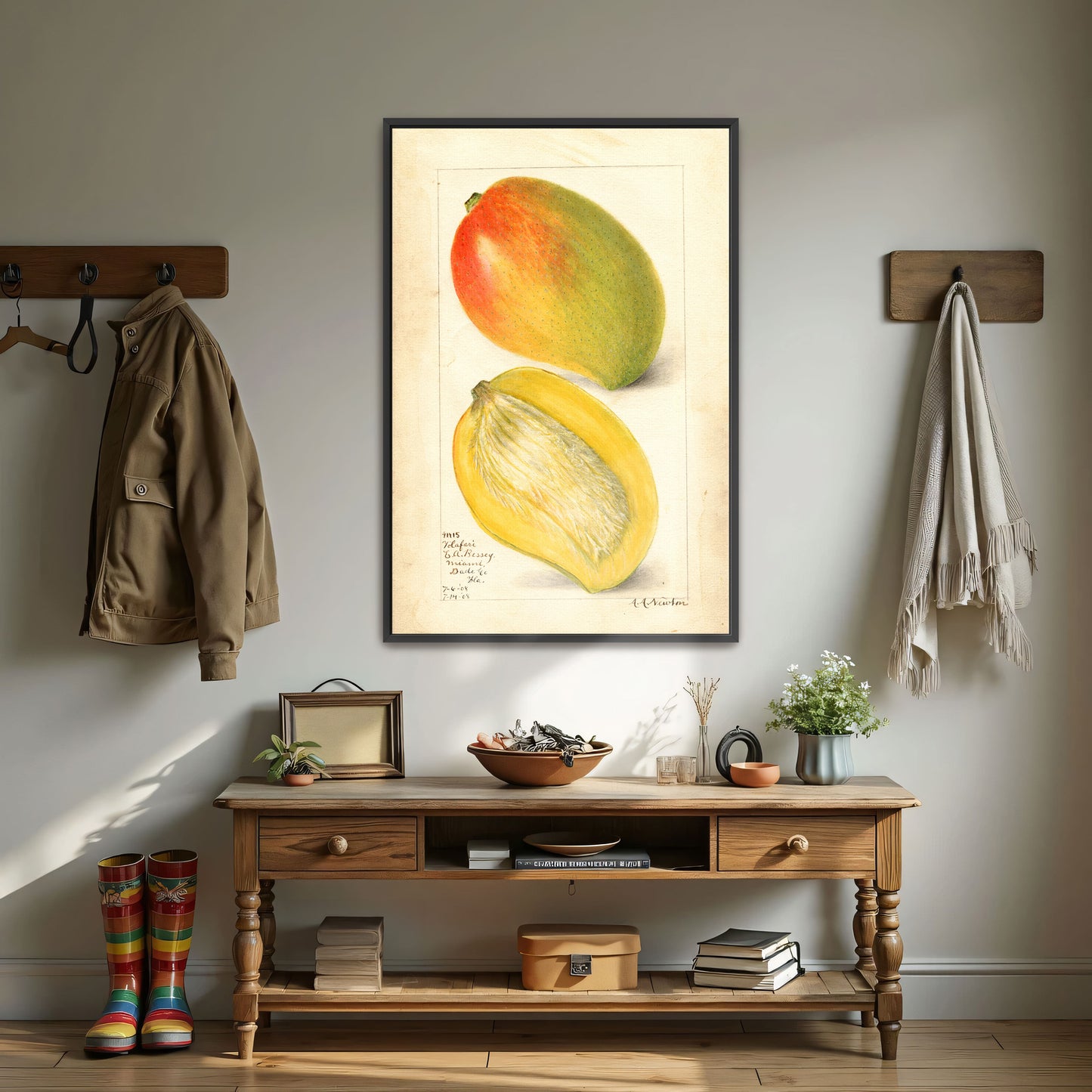 Watercolor Painting Of Two Mangoes By Amanda Almira Newton