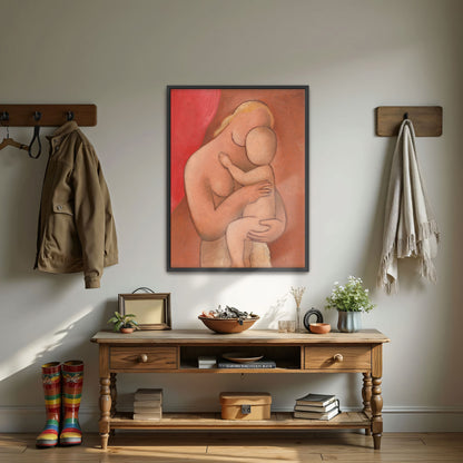 Mother And Child Embrace In Warm Hues By Mikuláš Galanda