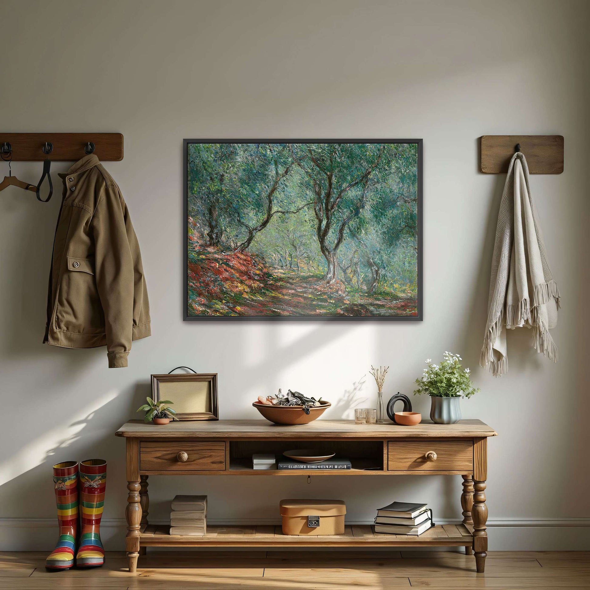 Olive Trees In A Landscape, Impressionist Style By Claude Monet