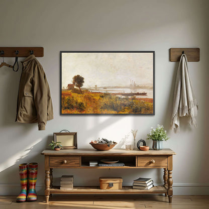 River Landscape with Boats and a House by Paul Baum
