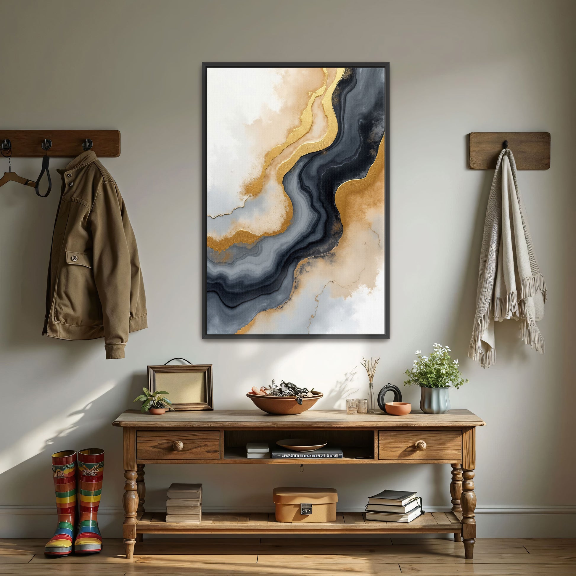 Abstract Gold And Grey Swirls By Yara Rabibzad