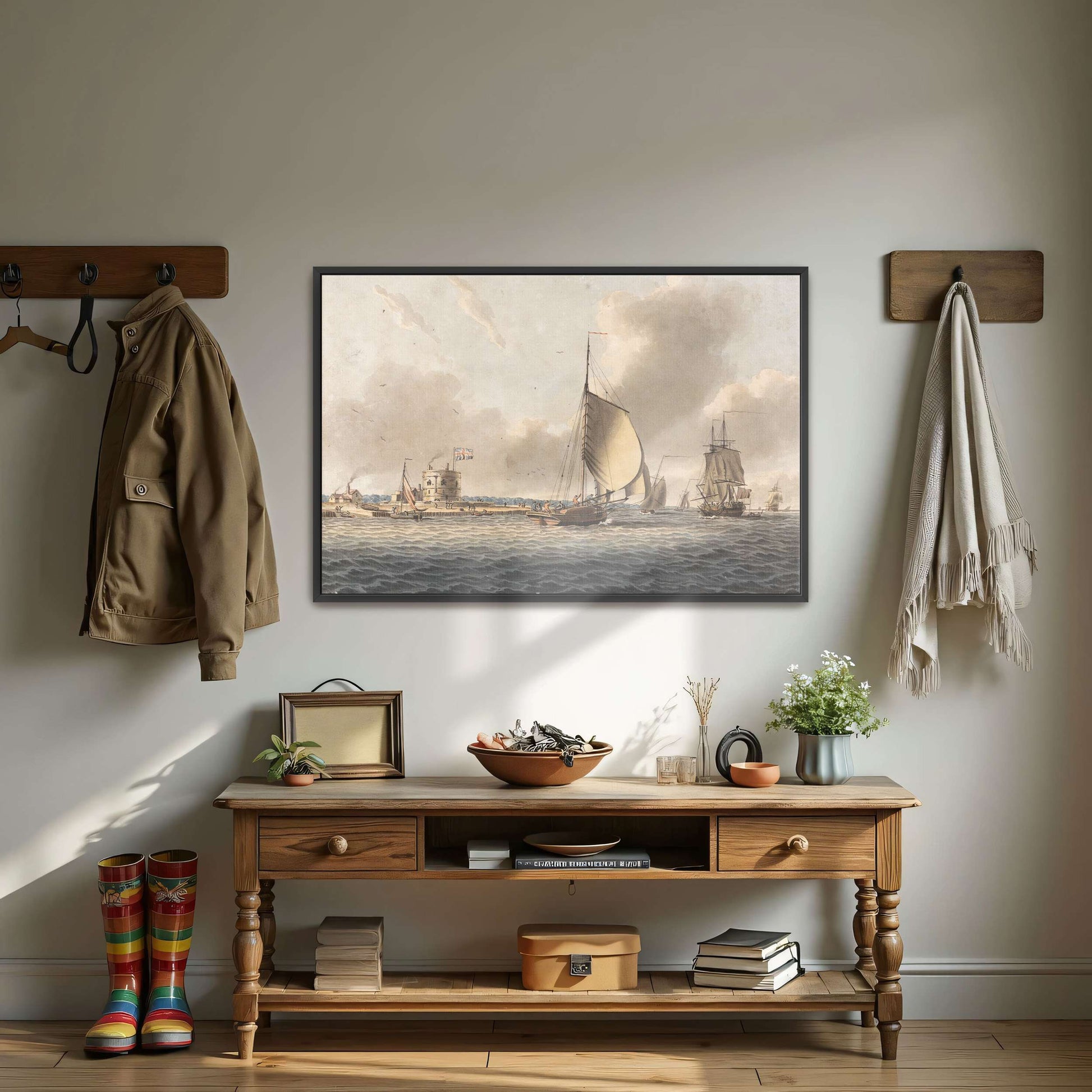 Sailing Ships Off A Coastal Fortress By John Cleveley The Younger