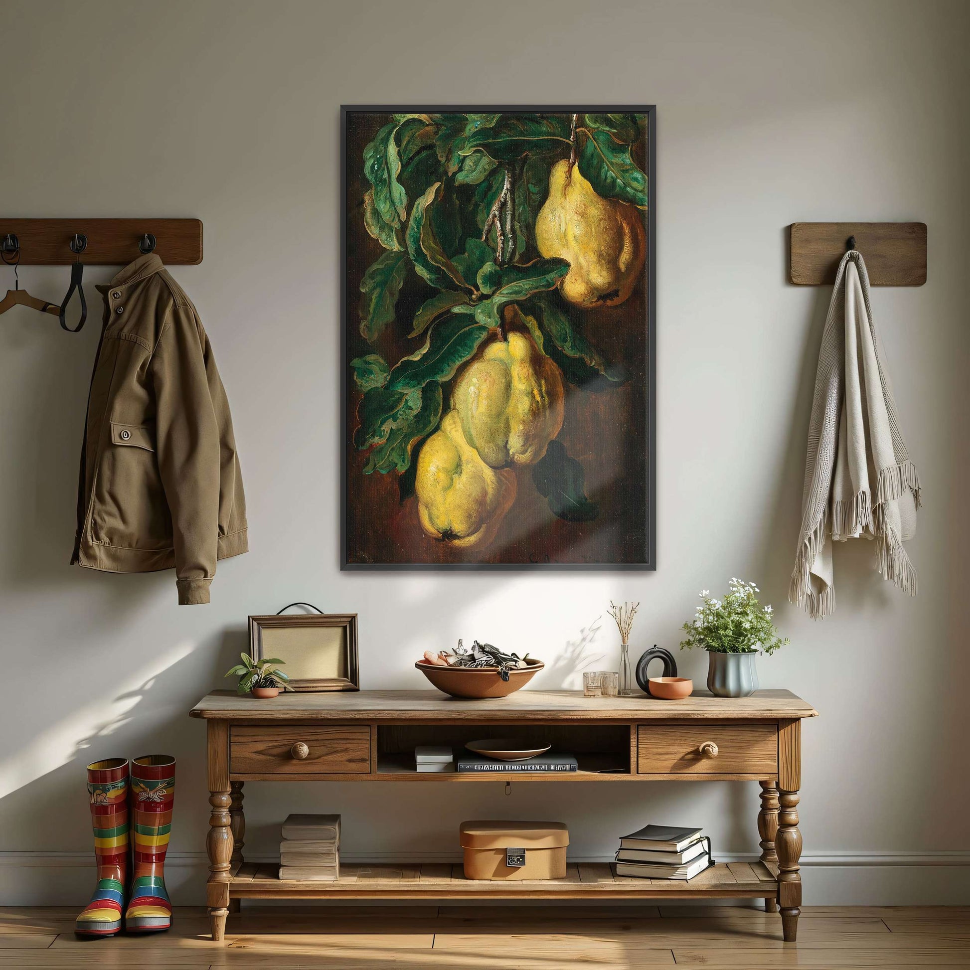 Still life painting of quinces by Ludwig Adam Kunz