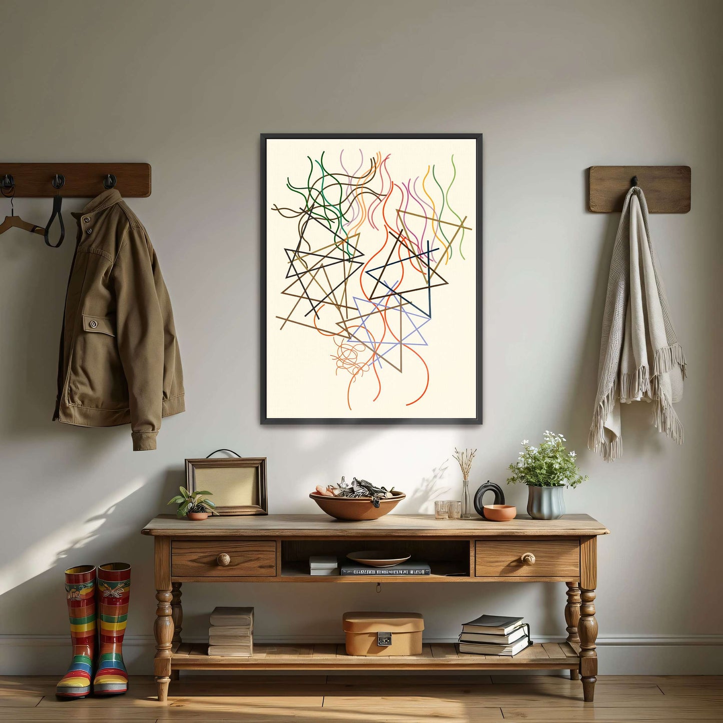 Abstract art with lines and triangles by Myriam Thyes