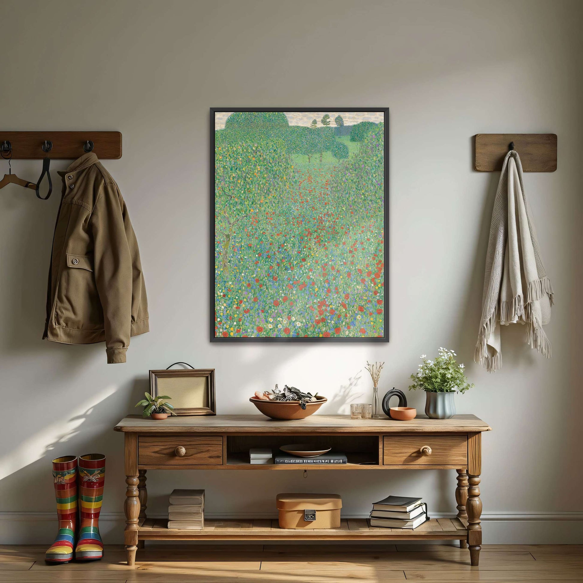 Field of red poppies and trees by Gustav Klimt