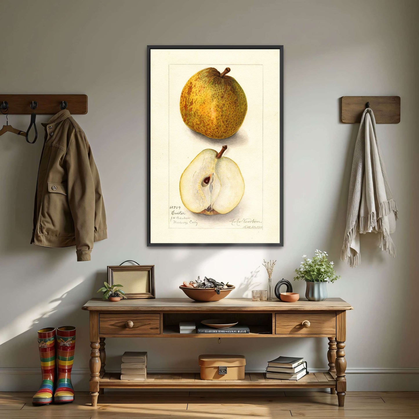 Watercolor painting of pears by Amanda Almira Newton