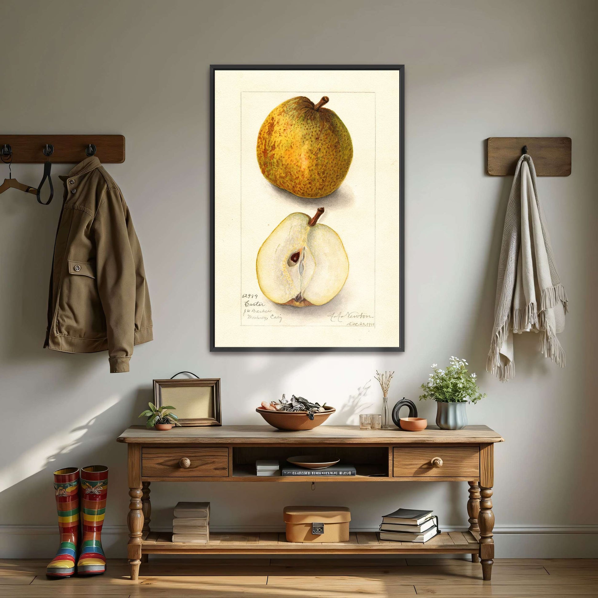 Watercolor painting of pears by Amanda Almira Newton