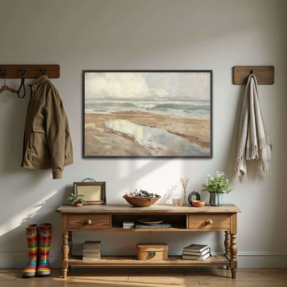 Seascape with a sandy beach by Karl Hagemeister