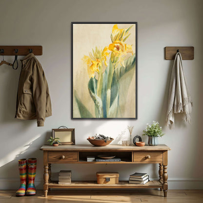 Yellow Canna Lilies Watercolor by Hannah Borger Overbeck