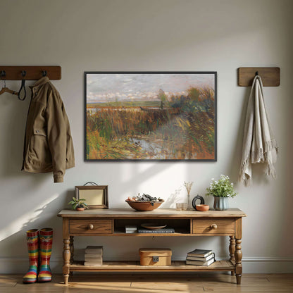A boat in a marsh with reeds by Karl Hagemeister