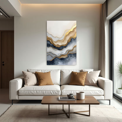 Abstract Watercolor With Gold Accents By Yara Rabibzad