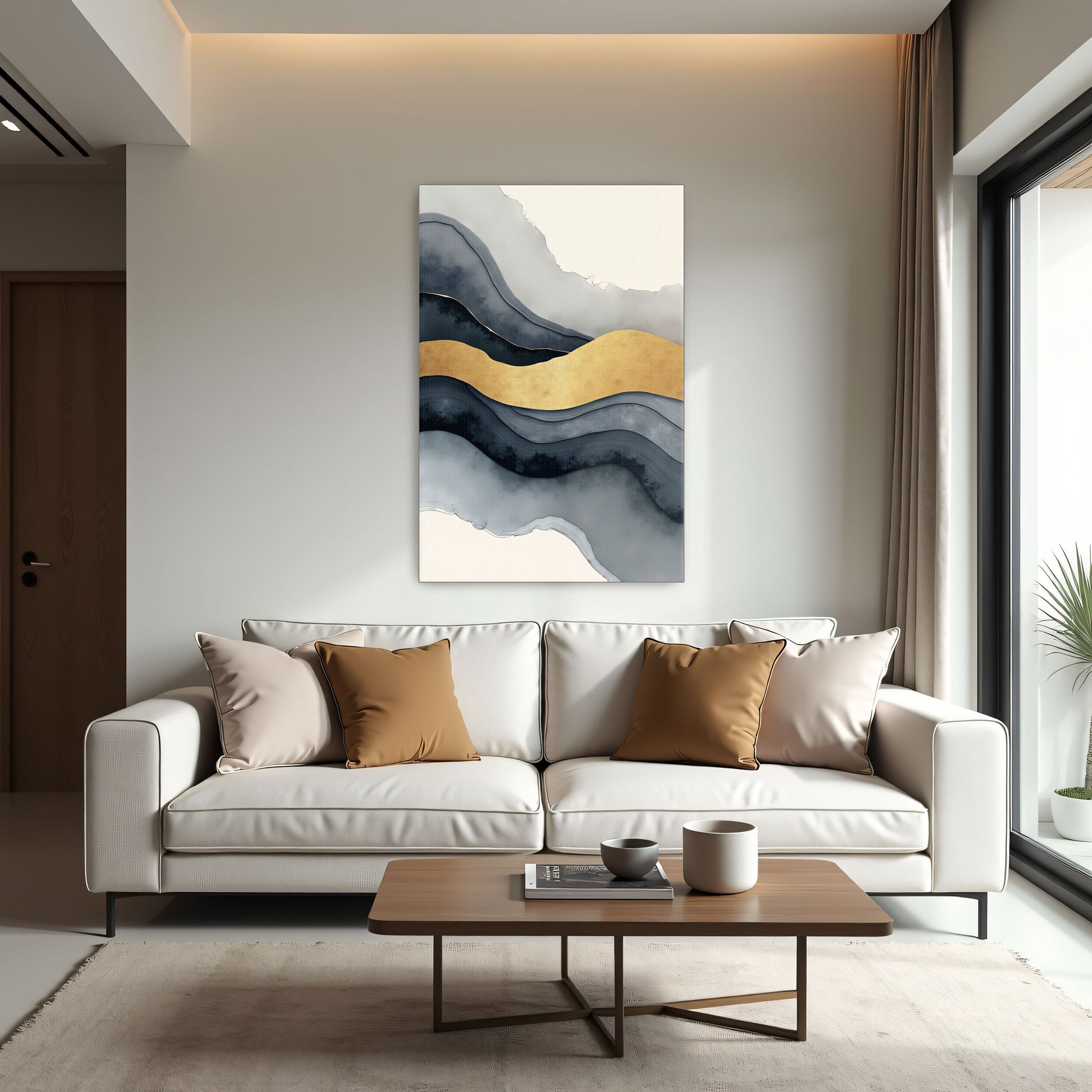 Abstract Gold And Grey Swirls By Yara Rabibzad