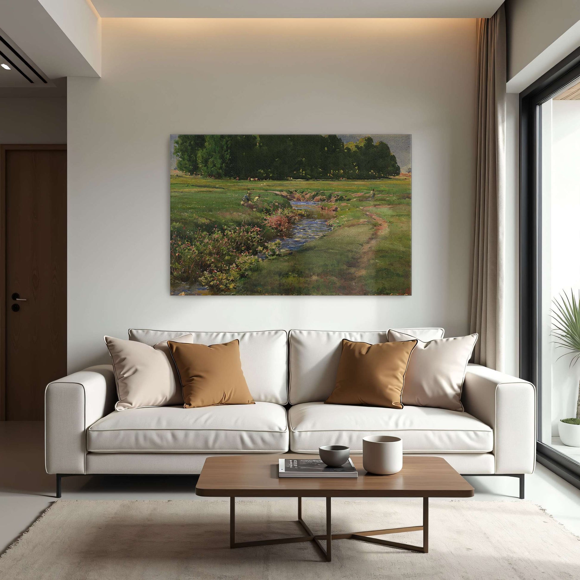 Stream flows through green field by William Henry Holmes