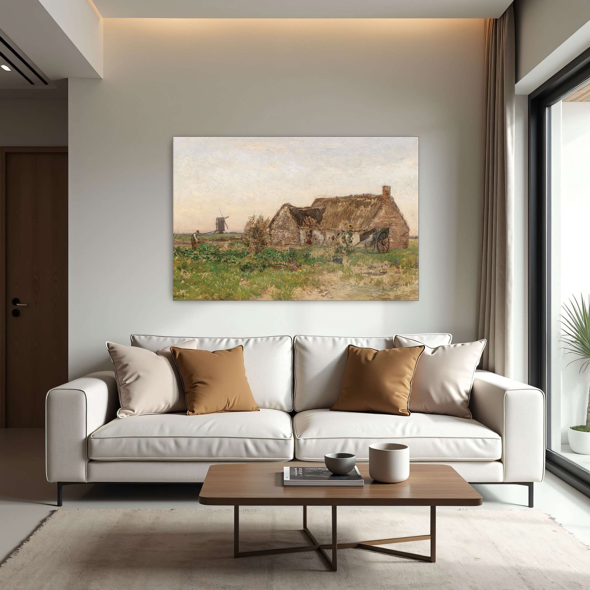 Rural scene with farmhouse, windmill by Eugen Jettel