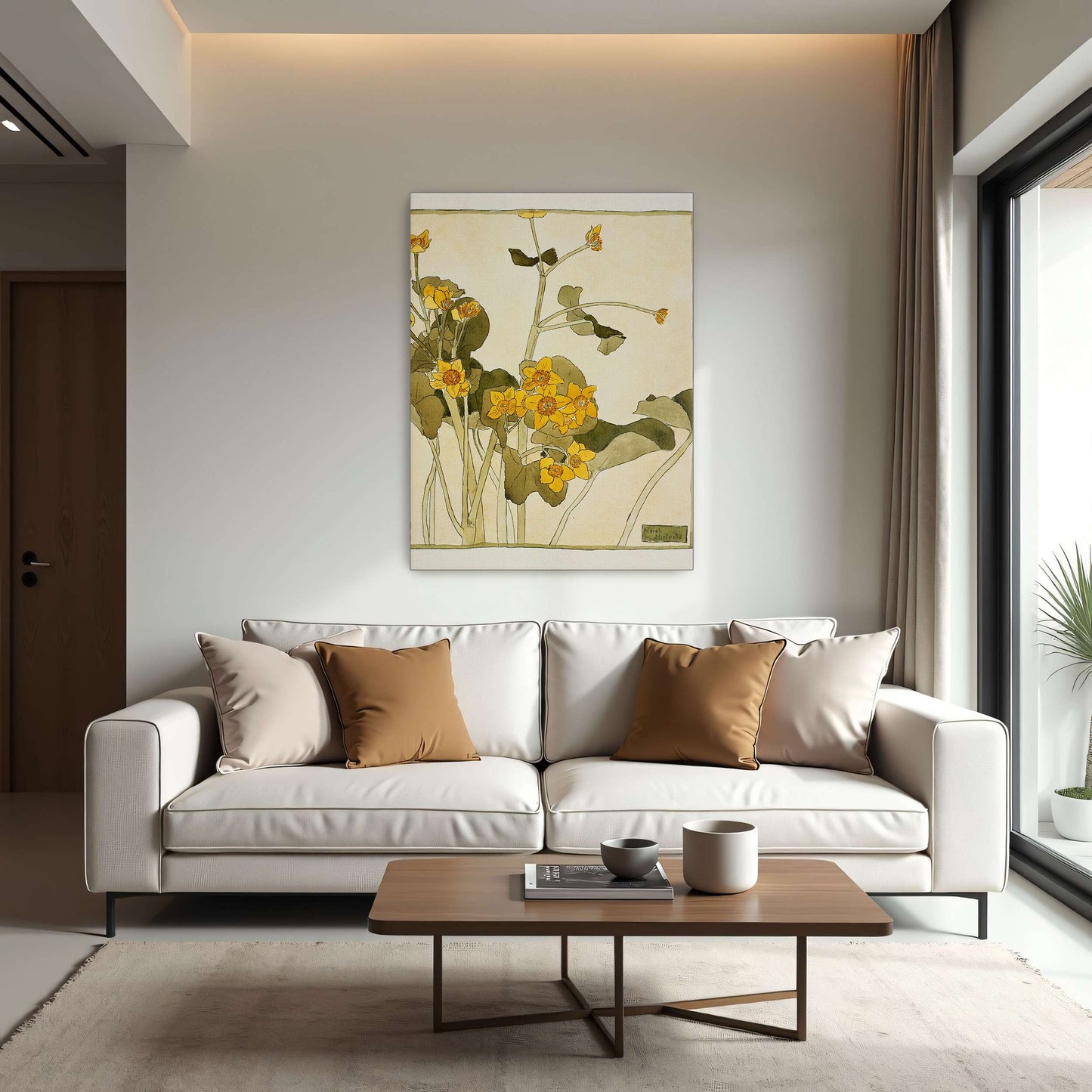 Marsh marigold botanical art by Hannah Borger Overbeck